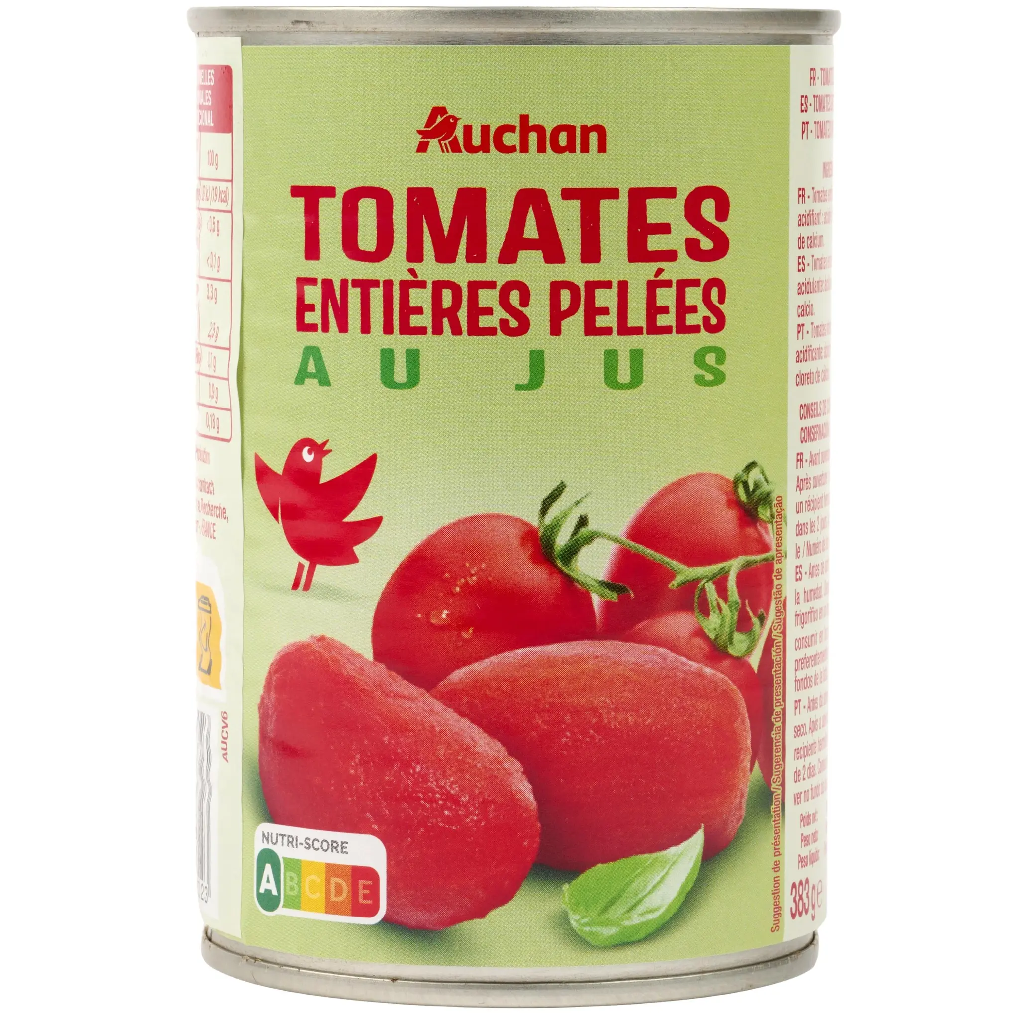 AUCHAN Tomates entières pelées au jus