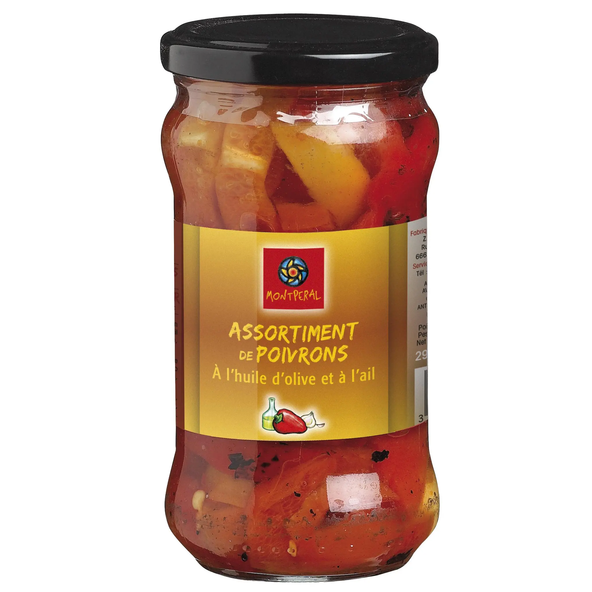 MONTPERAL Poivrons grillés bocal à l'huile d'olive et à l'ail