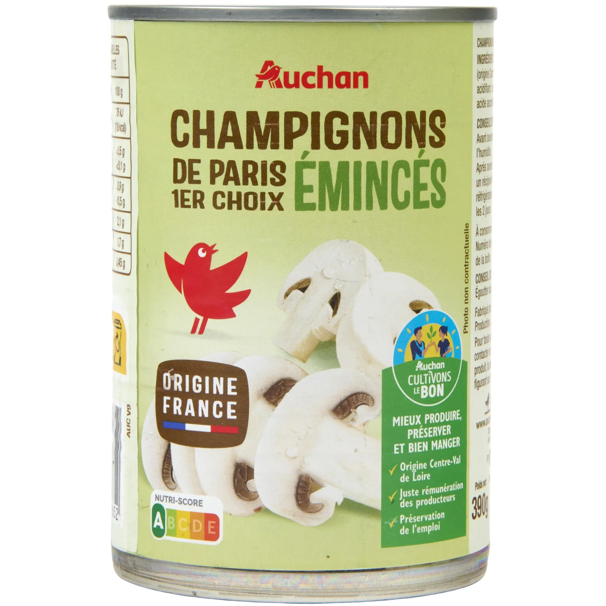 AUCHAN Champignons de Paris émincés 1er choix