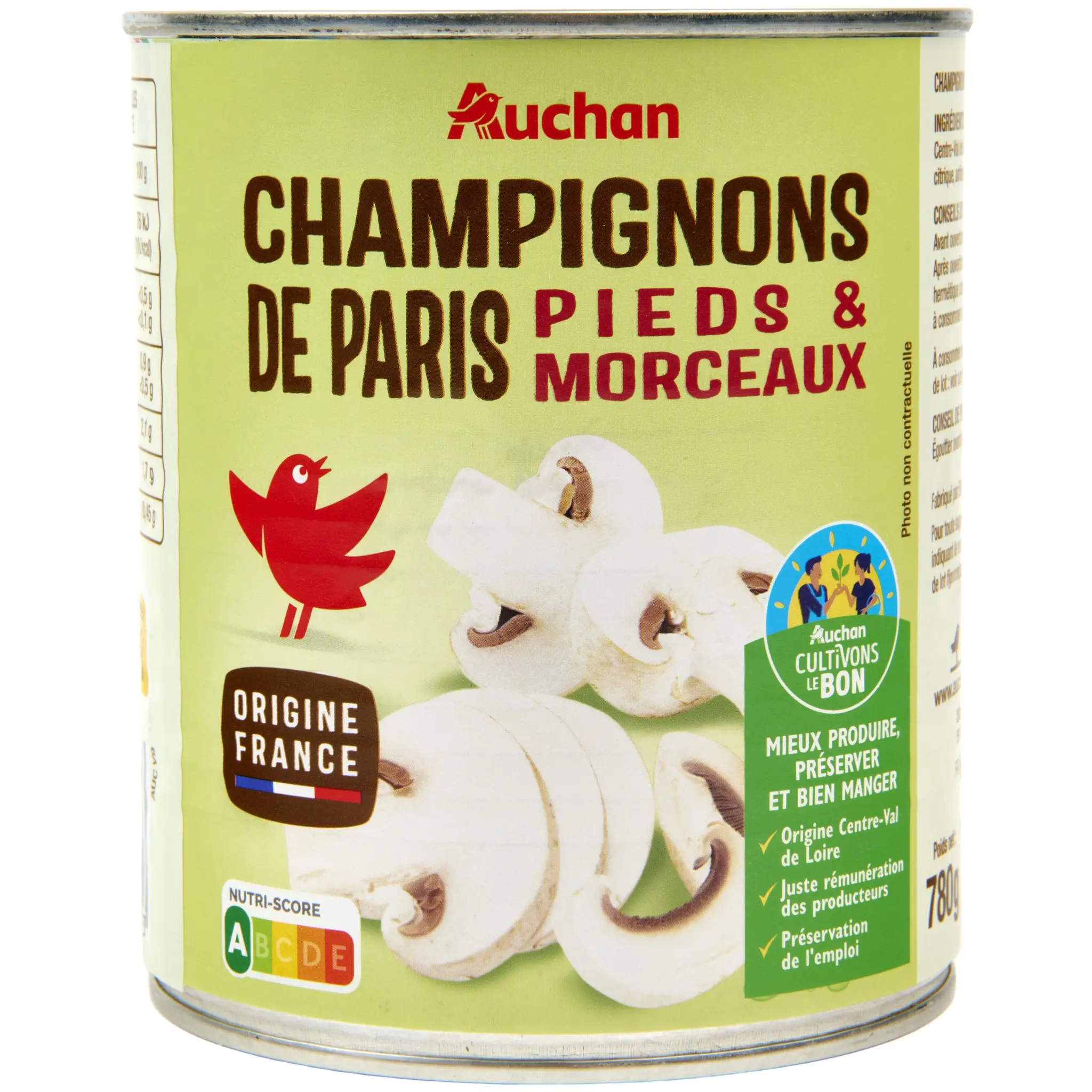 AUCHAN Champignons de Paris pieds et morceaux