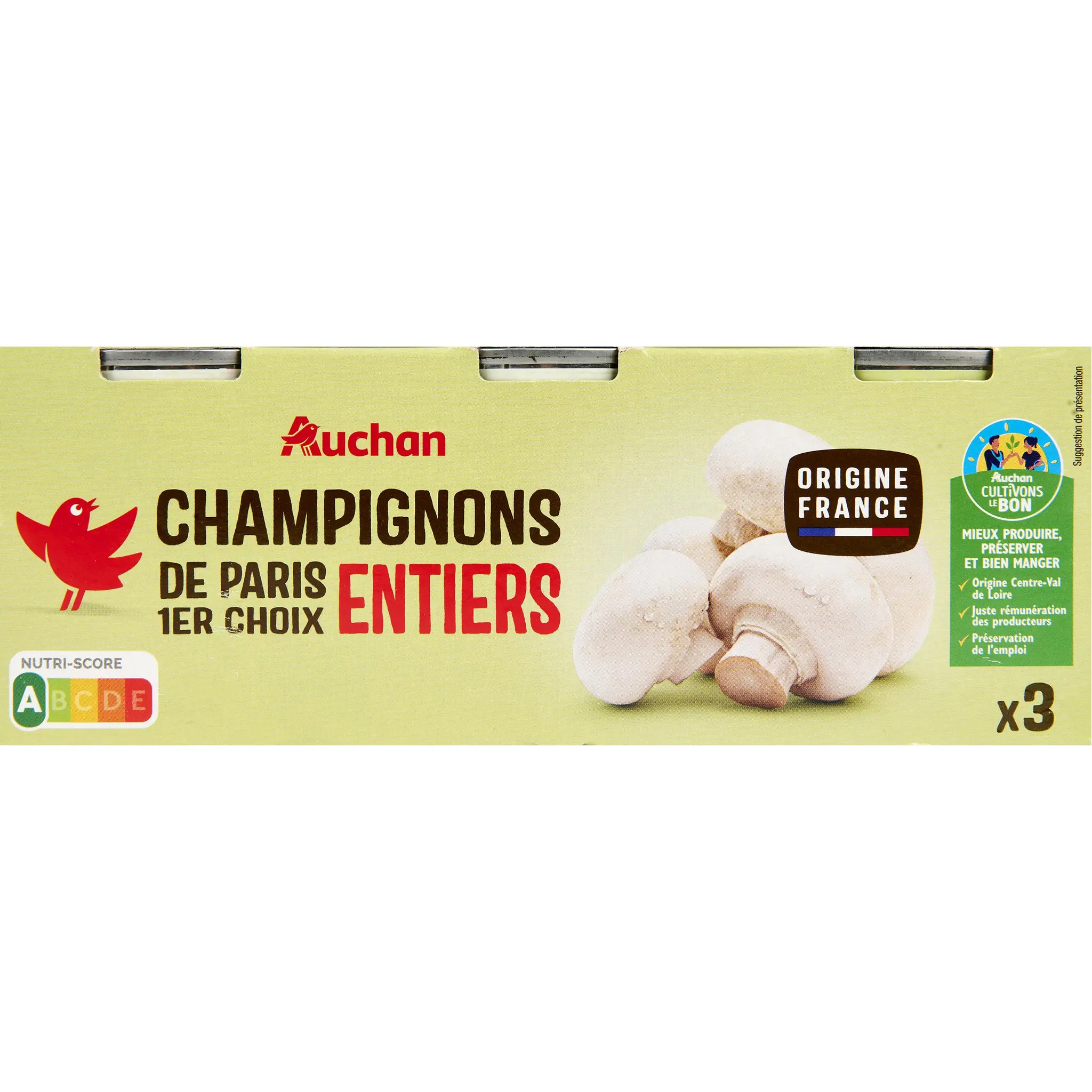 AUCHAN Champignons de Paris entiers 1er choix