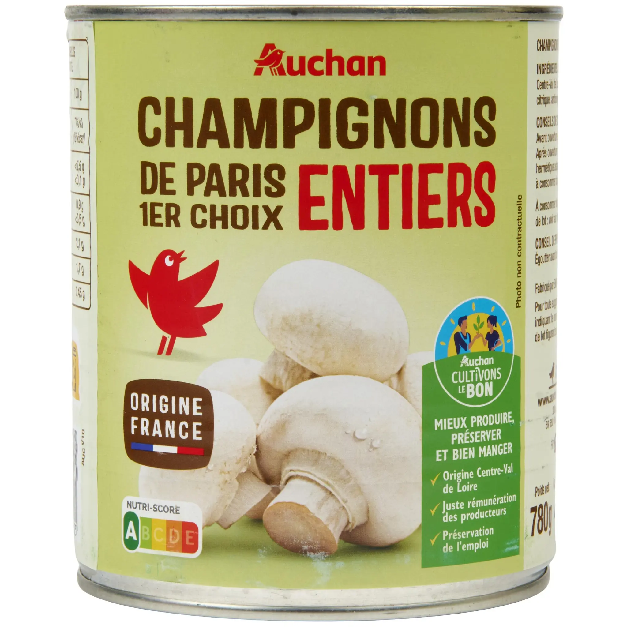 AUCHAN Champignons de Paris entiers 1er choix