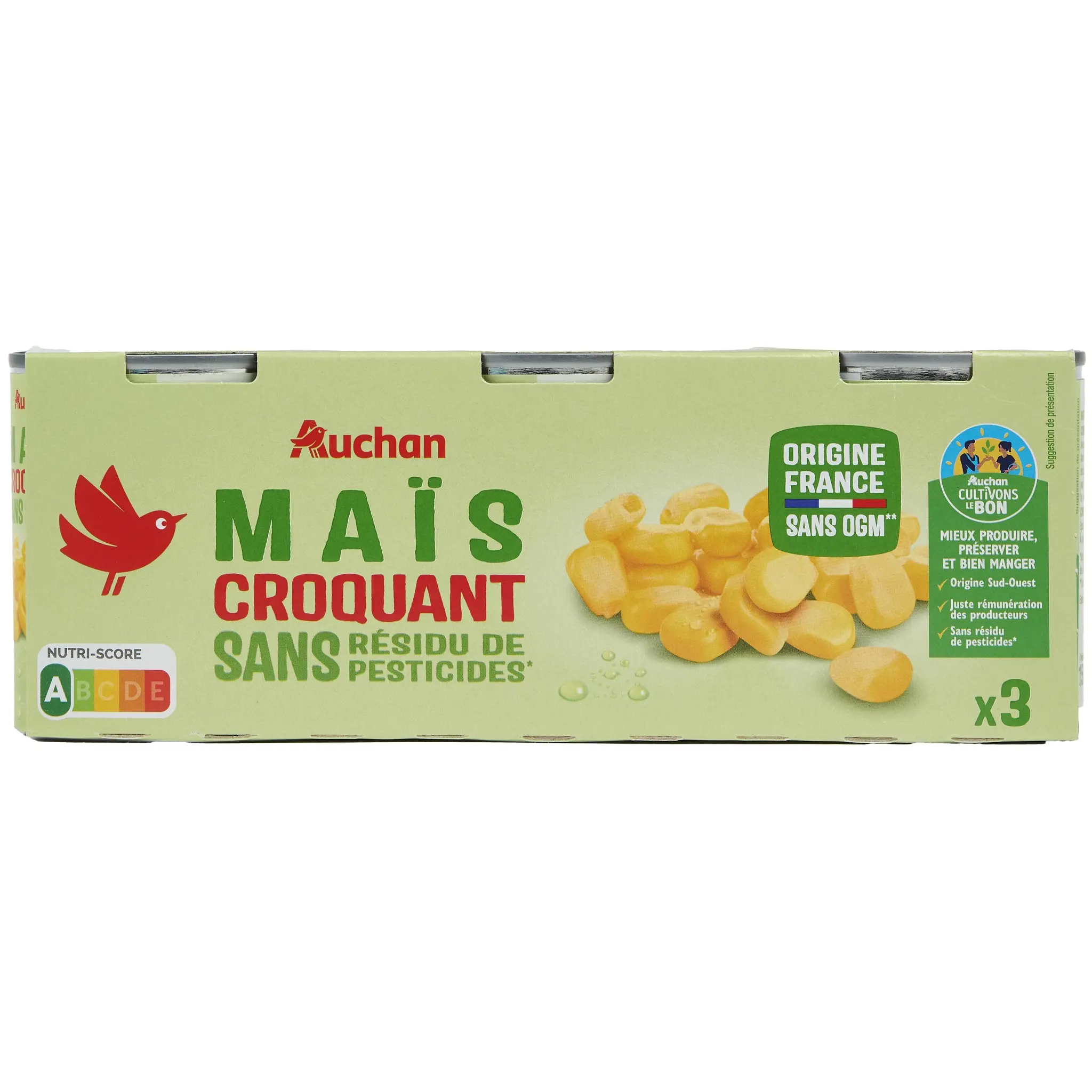 AUCHAN Maïs croquant sans résidu de pesticides