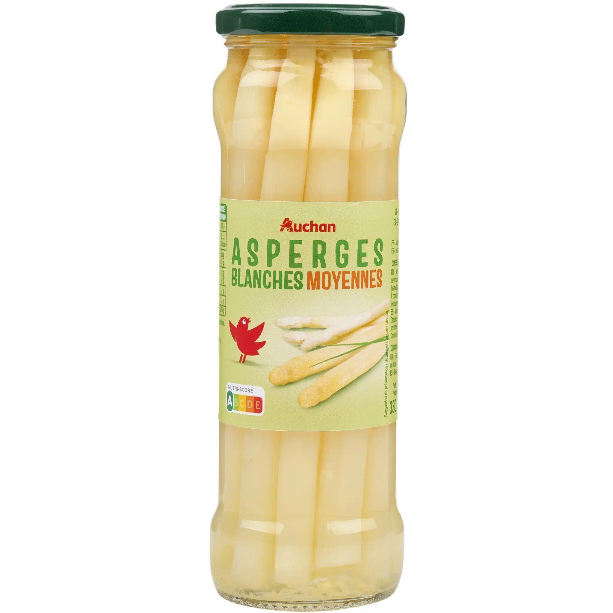 AUCHAN Asperges blanches moyennes en bocal