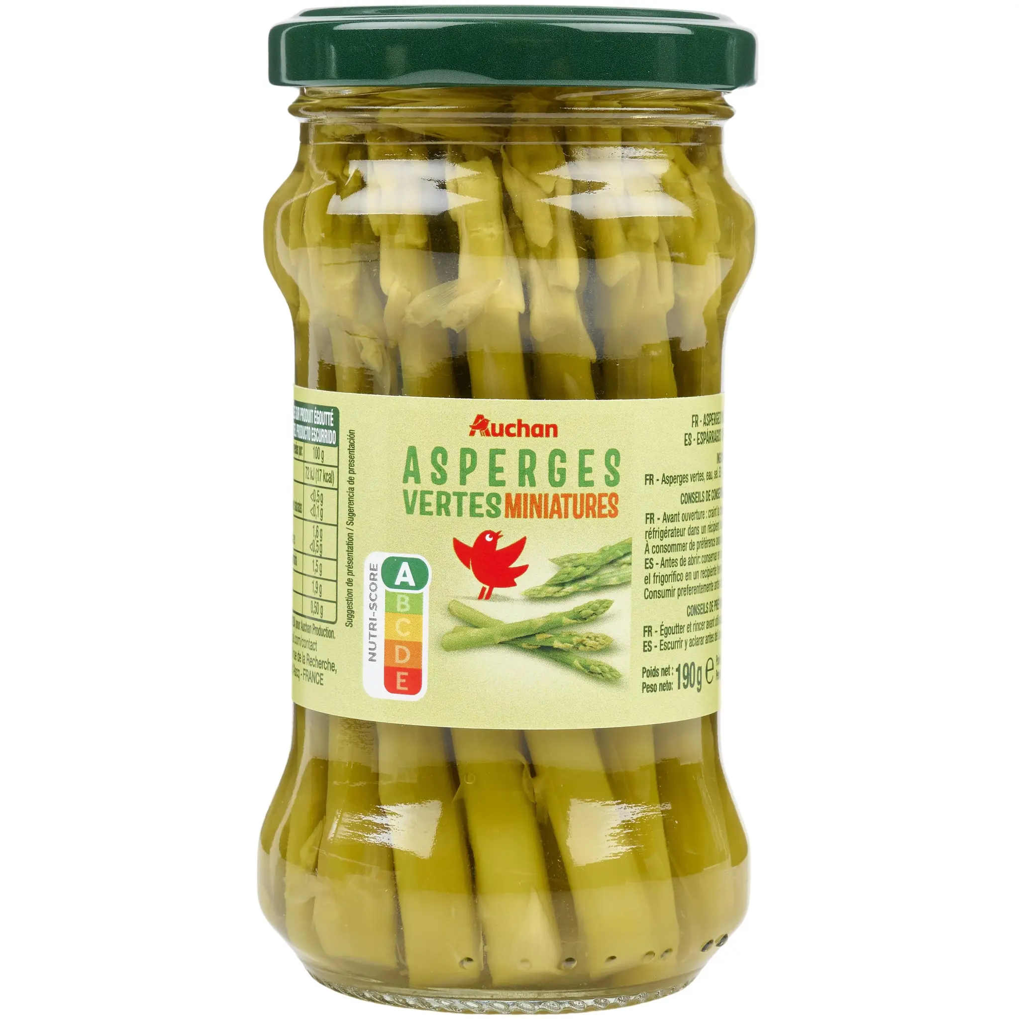 AUCHAN Asperges vertes miniatures en bocal