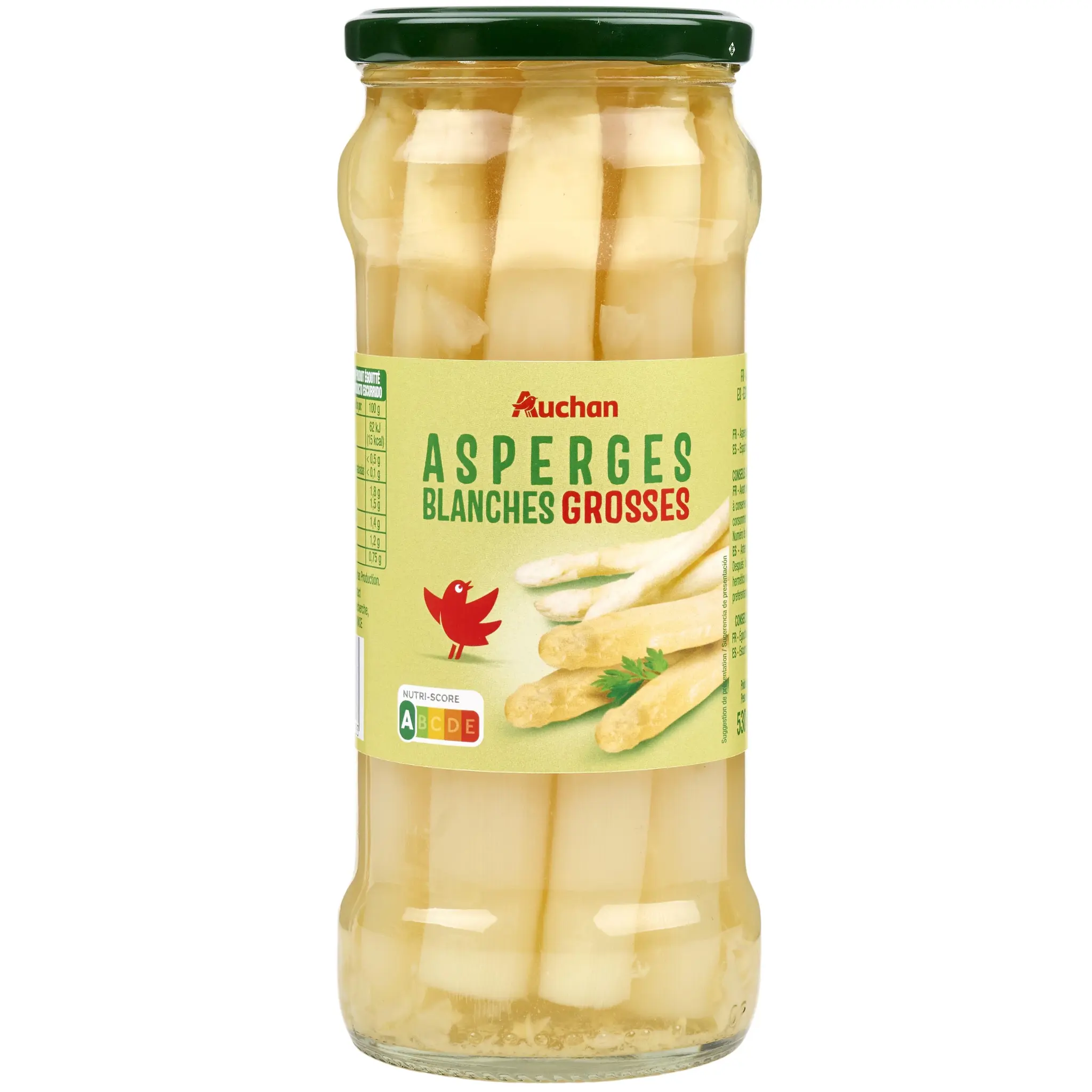 AUCHAN Asperges blanches grosses en bocal