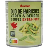 AUCHAN Duo d'haricots verts et beurre coupés origine France