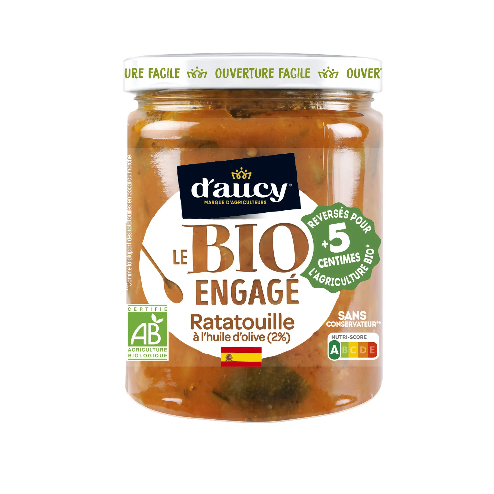 D'AUCY Ratatouille bio cuisinée à l'huile d'olive en bocal