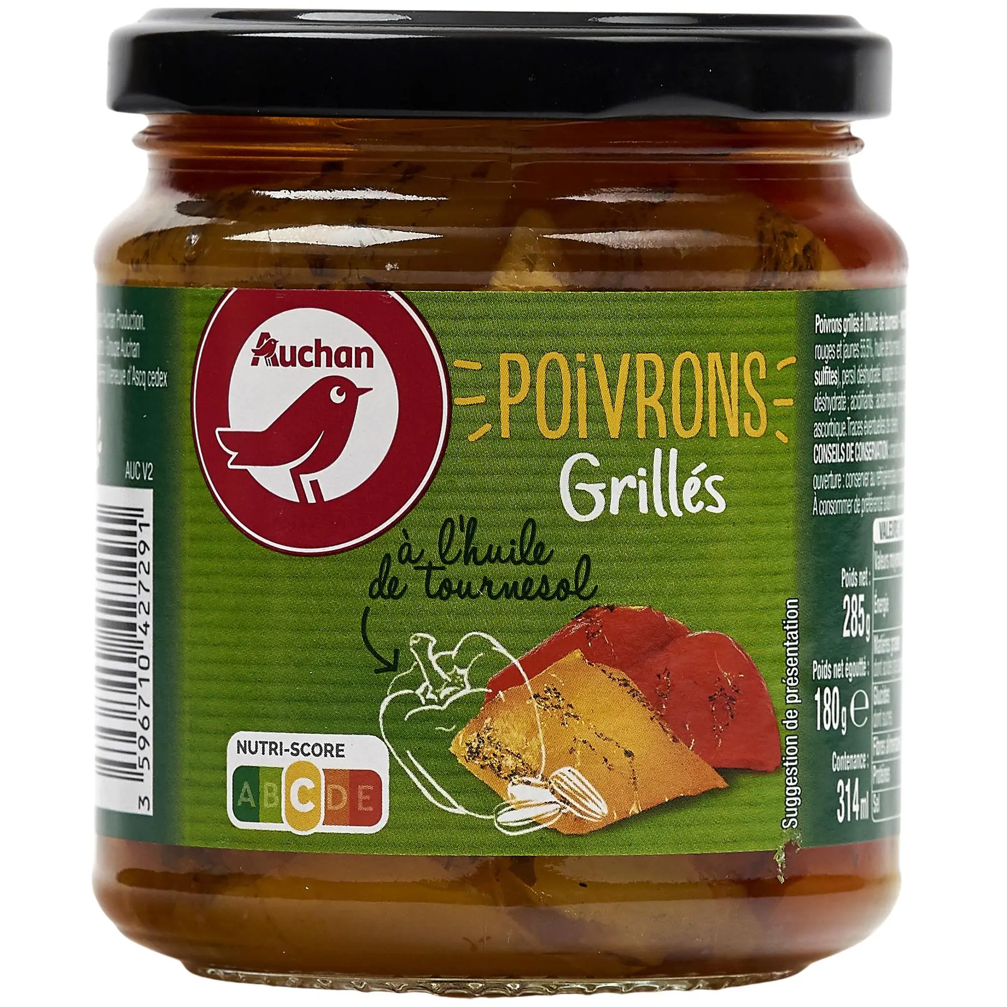 AUCHAN Poivrons grillés en bocal