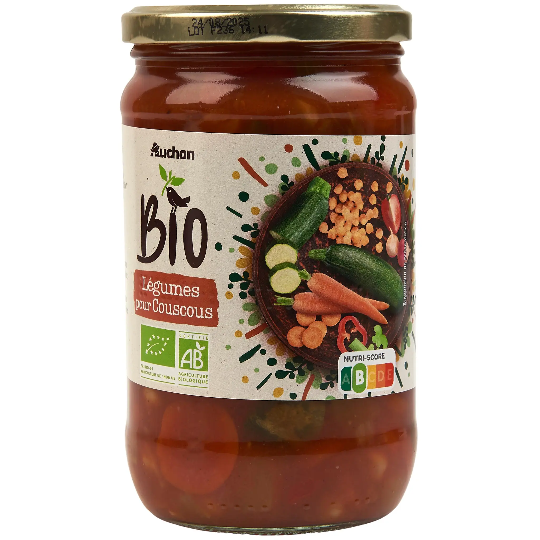 AUCHAN BIO Légumes pour couscous en bocal