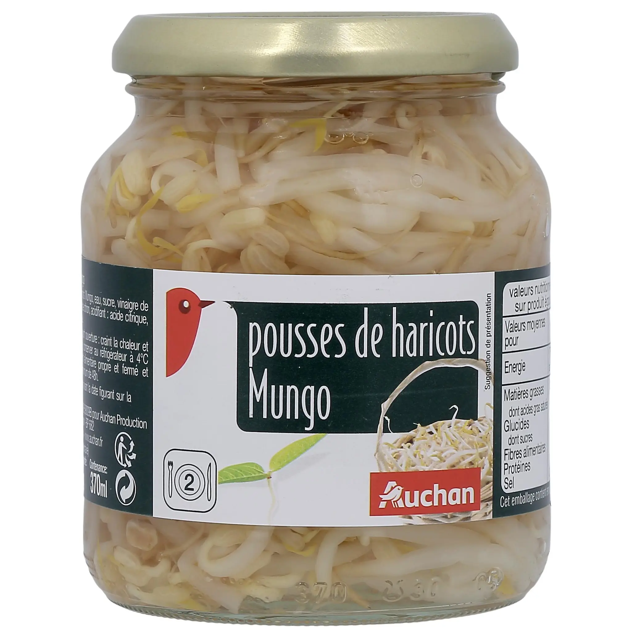AUCHAN Pousses de haricots Mungo en bocal