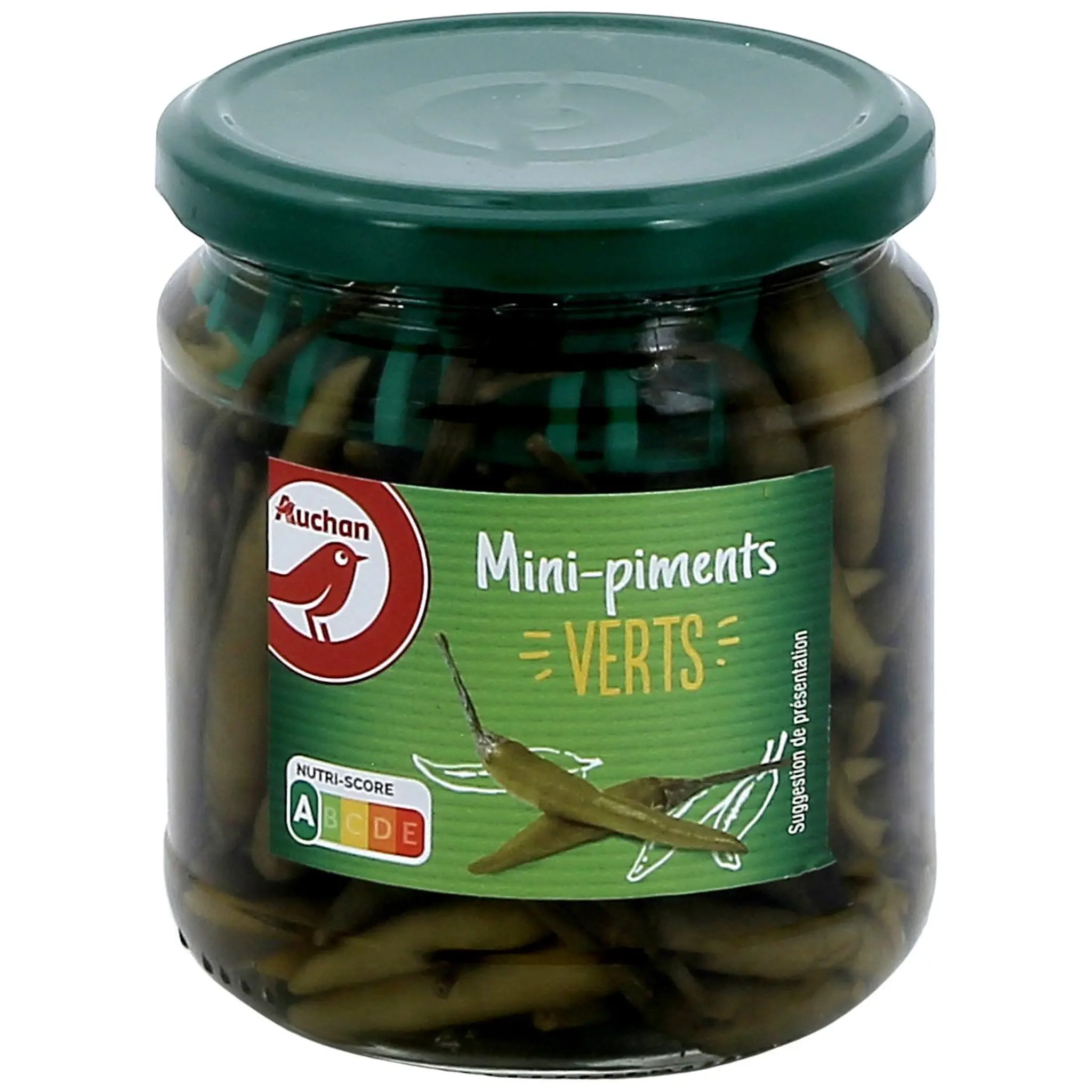 AUCHAN Mini piments verts au vinaigre