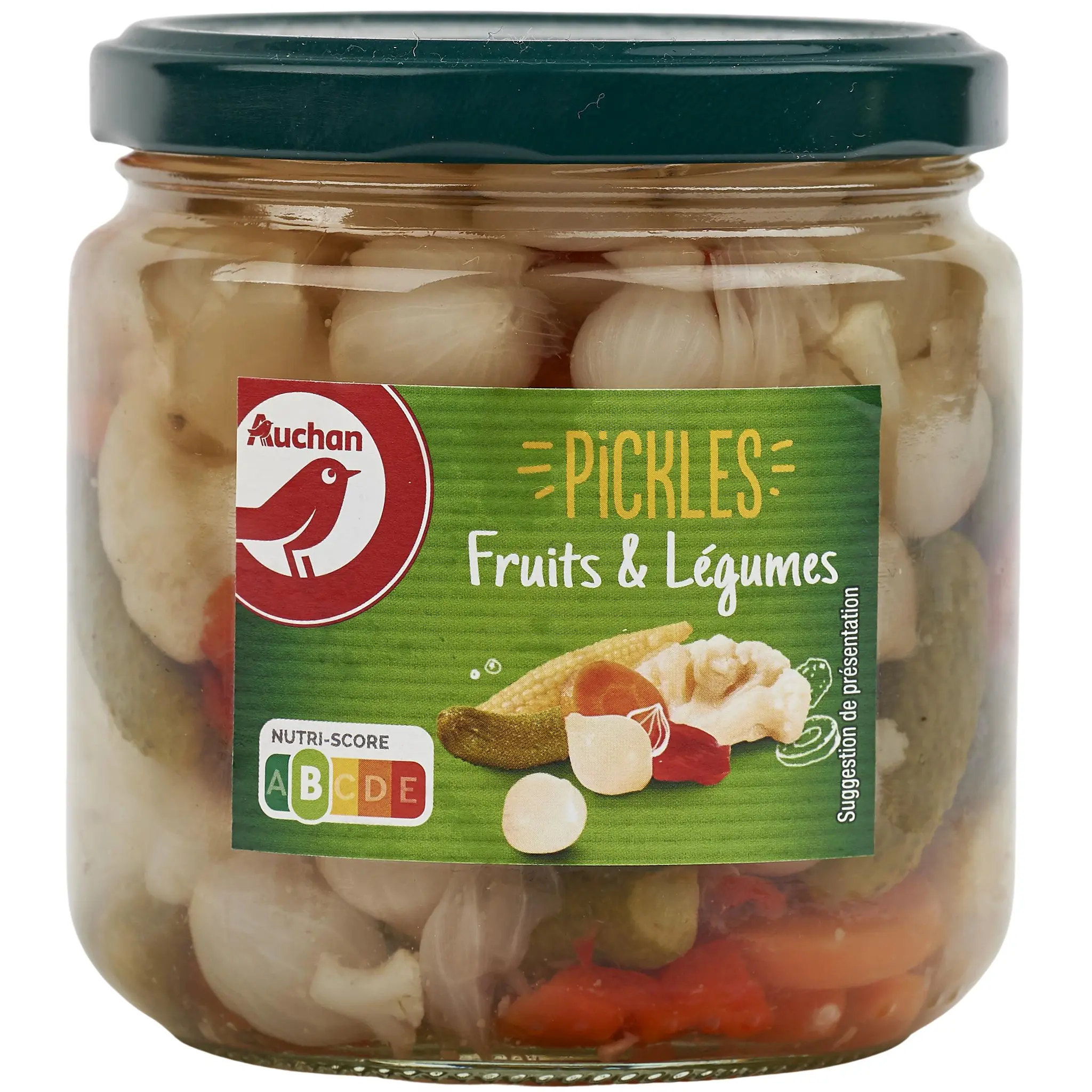 AUCHAN Pickles de fruits et légumes au vinaigre en bocal