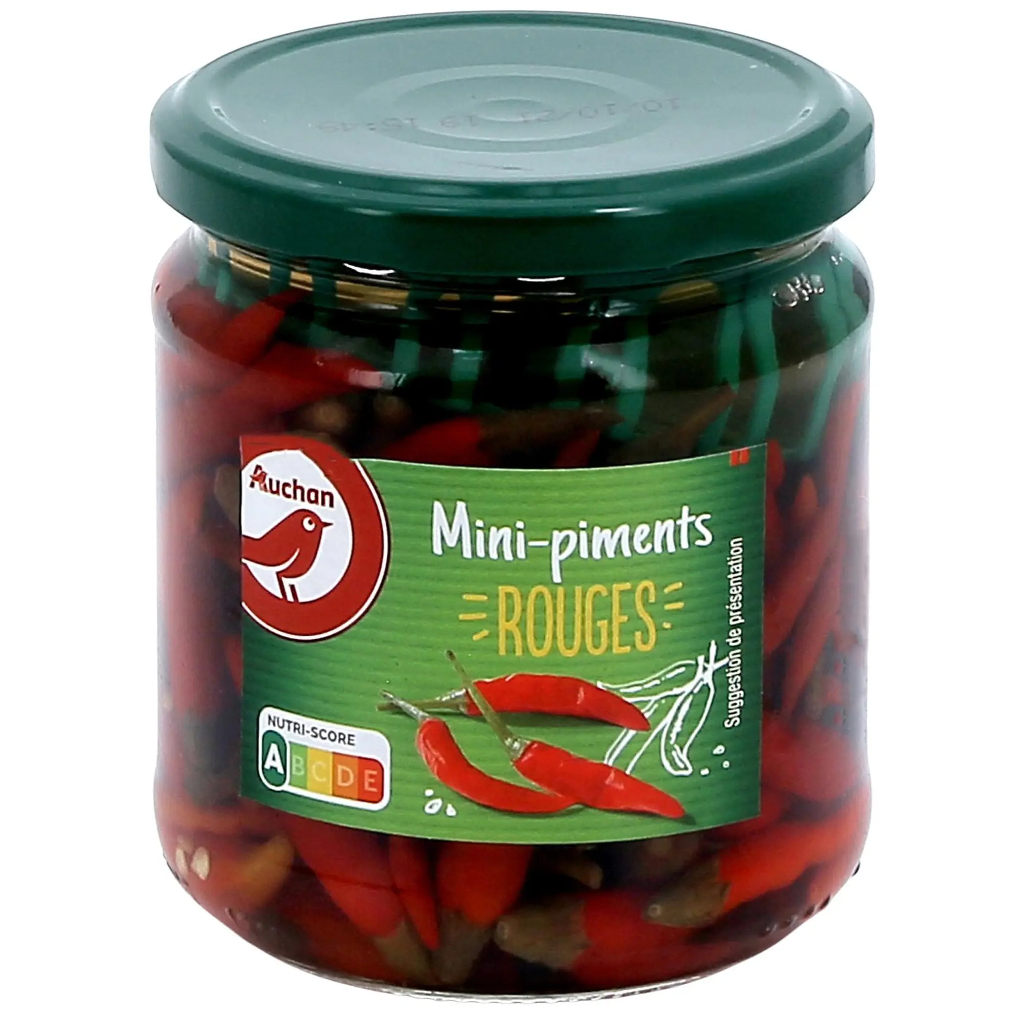AUCHAN Mini-piments rouges au vinaigre bocal