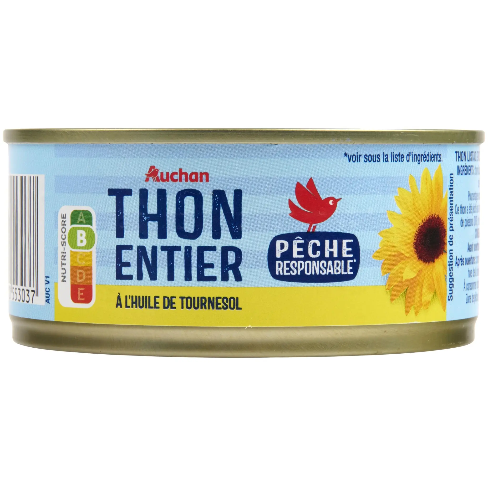 AUCHAN Thon entier à l'huile de tournesol