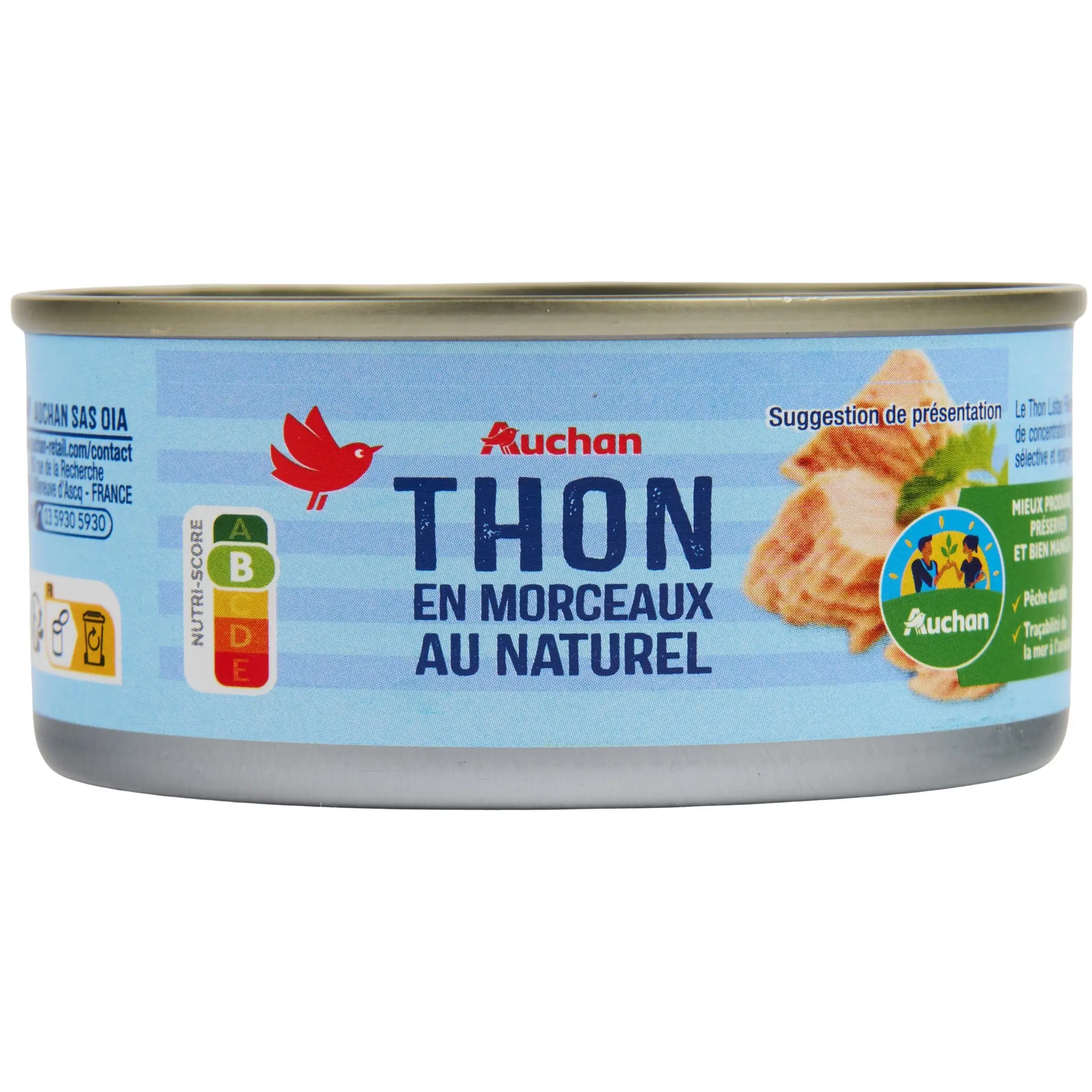 AUCHAN CULTIVONS LE BON Thon en morceaux au naturel