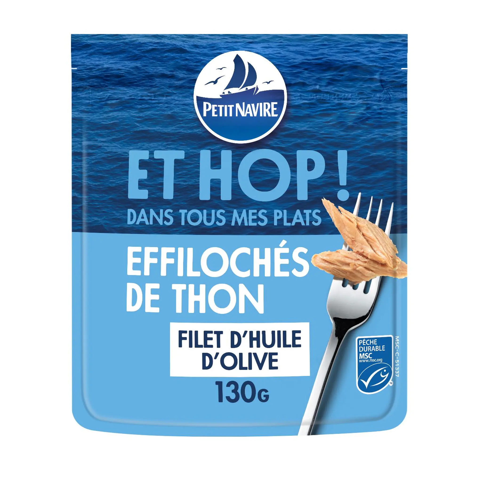 PETIT NAVIRE Et Hop! Effilochées de thon avec filet d'huile d'olive MSC