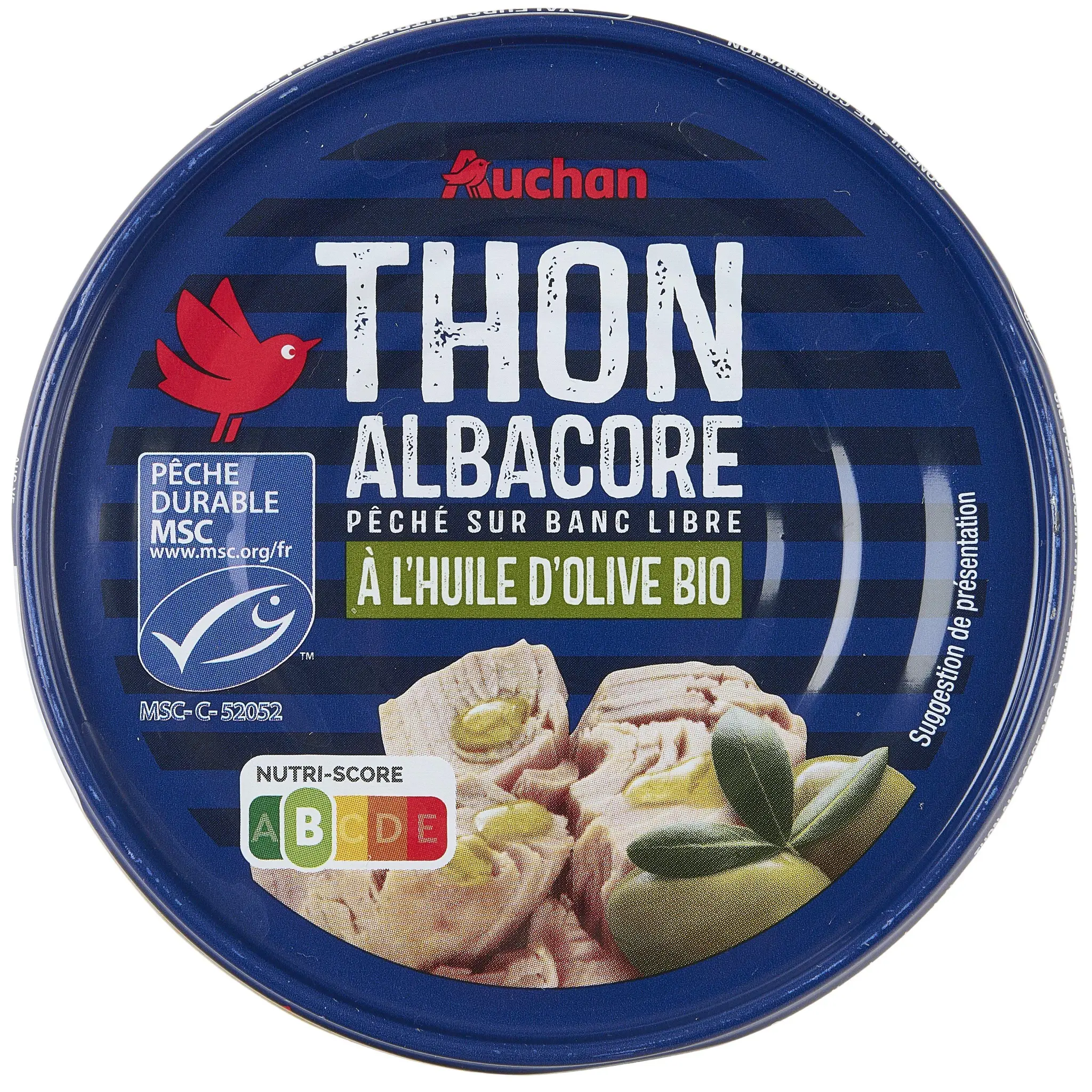 AUCHAN Thon albacore MSC à l'huile d olive vierge extra bio