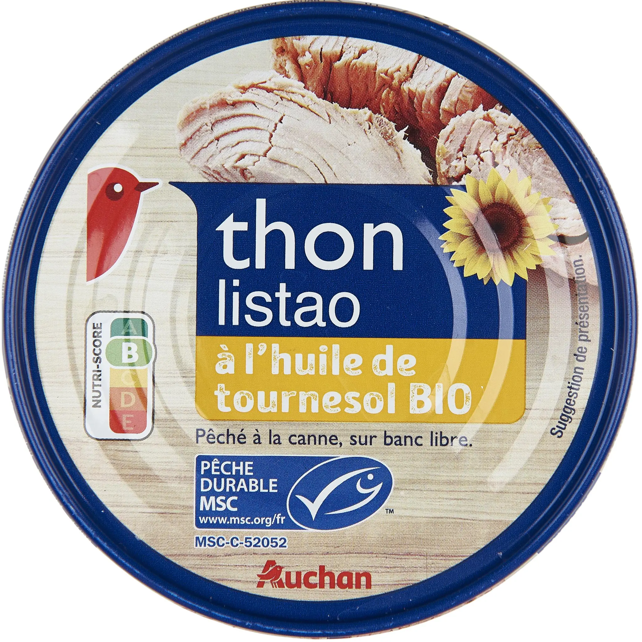 AUCHAN Thon listao MSC à l'huile de tournesol