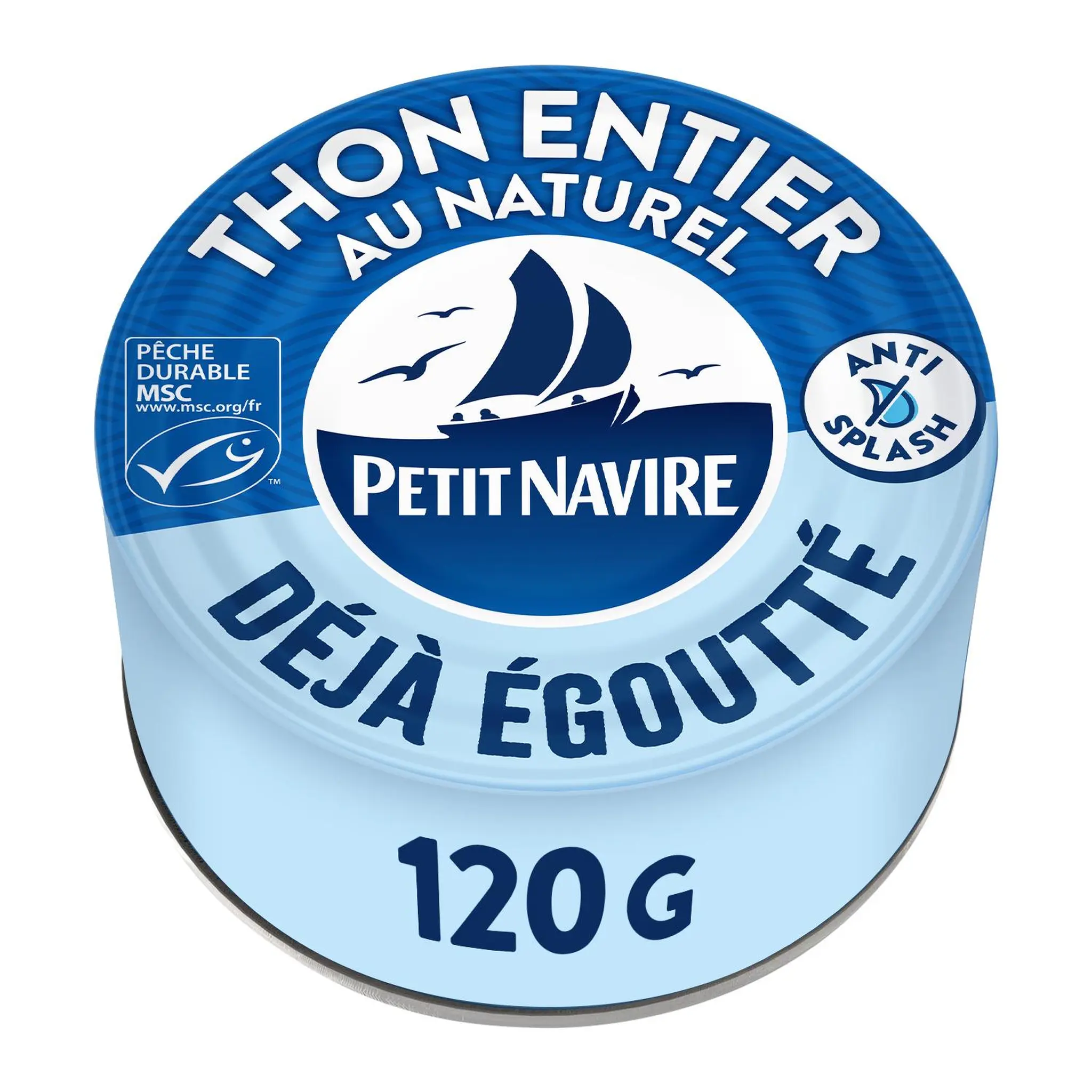 PETIT NAVIRE Thon entier au naturel déjà égoutté MSC