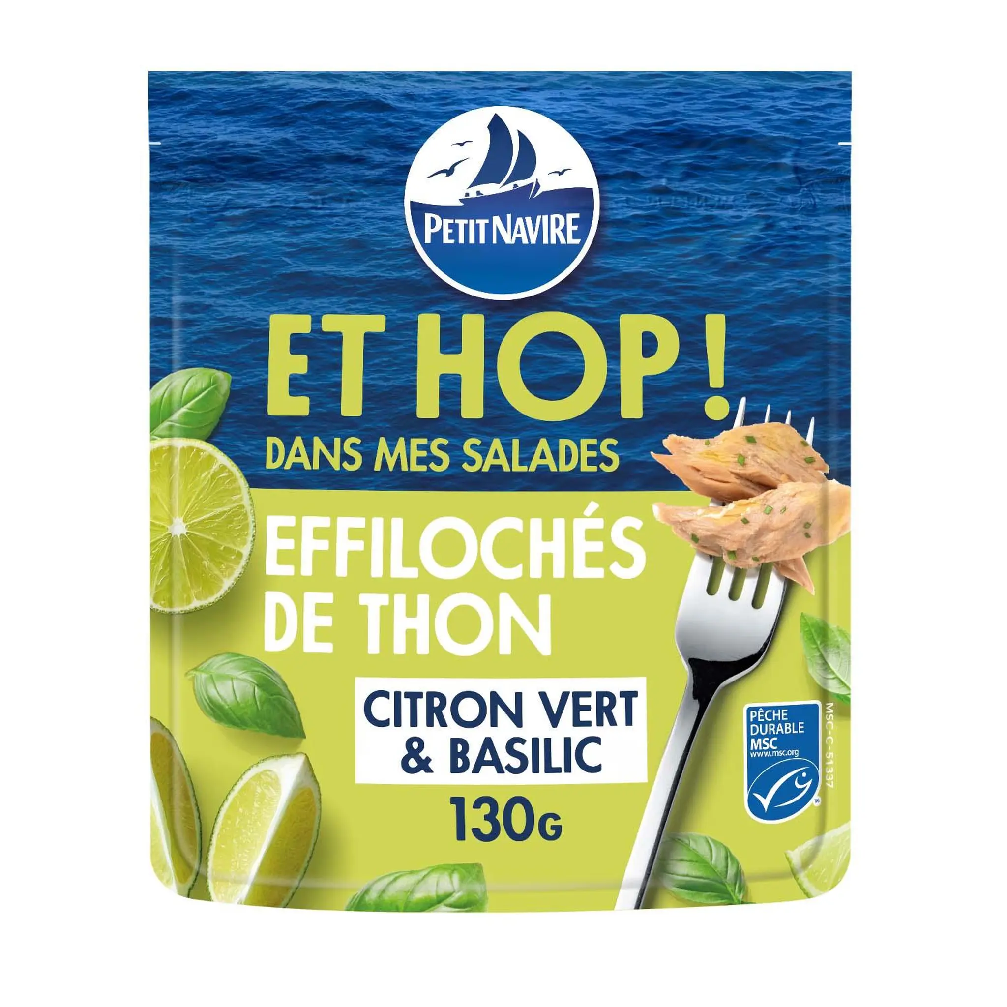 PETIT NAVIRE Et Hop! Effiloché de thon MSC au citron vert et basilic