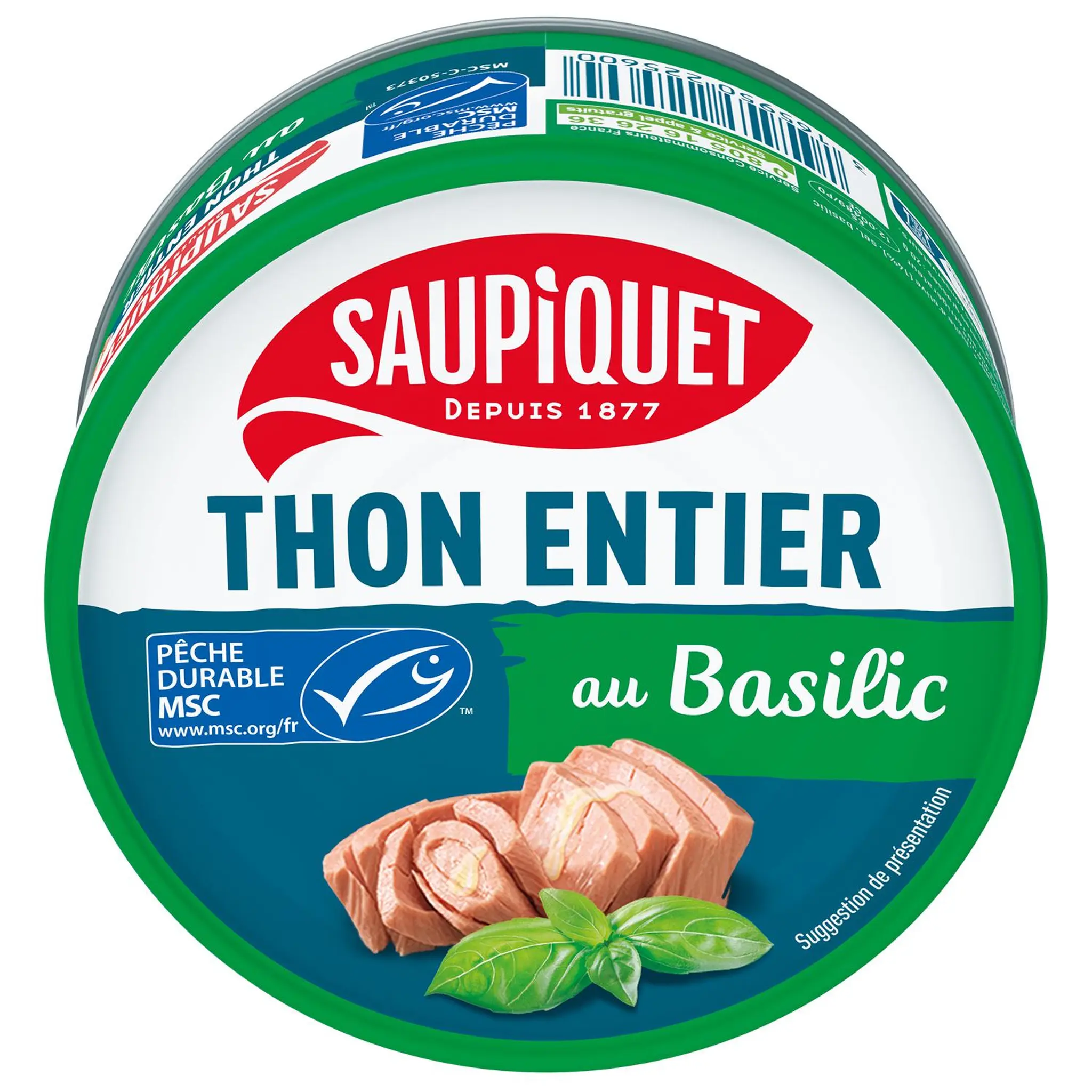 SAUPIQUET Thon entier au Basilic MSC