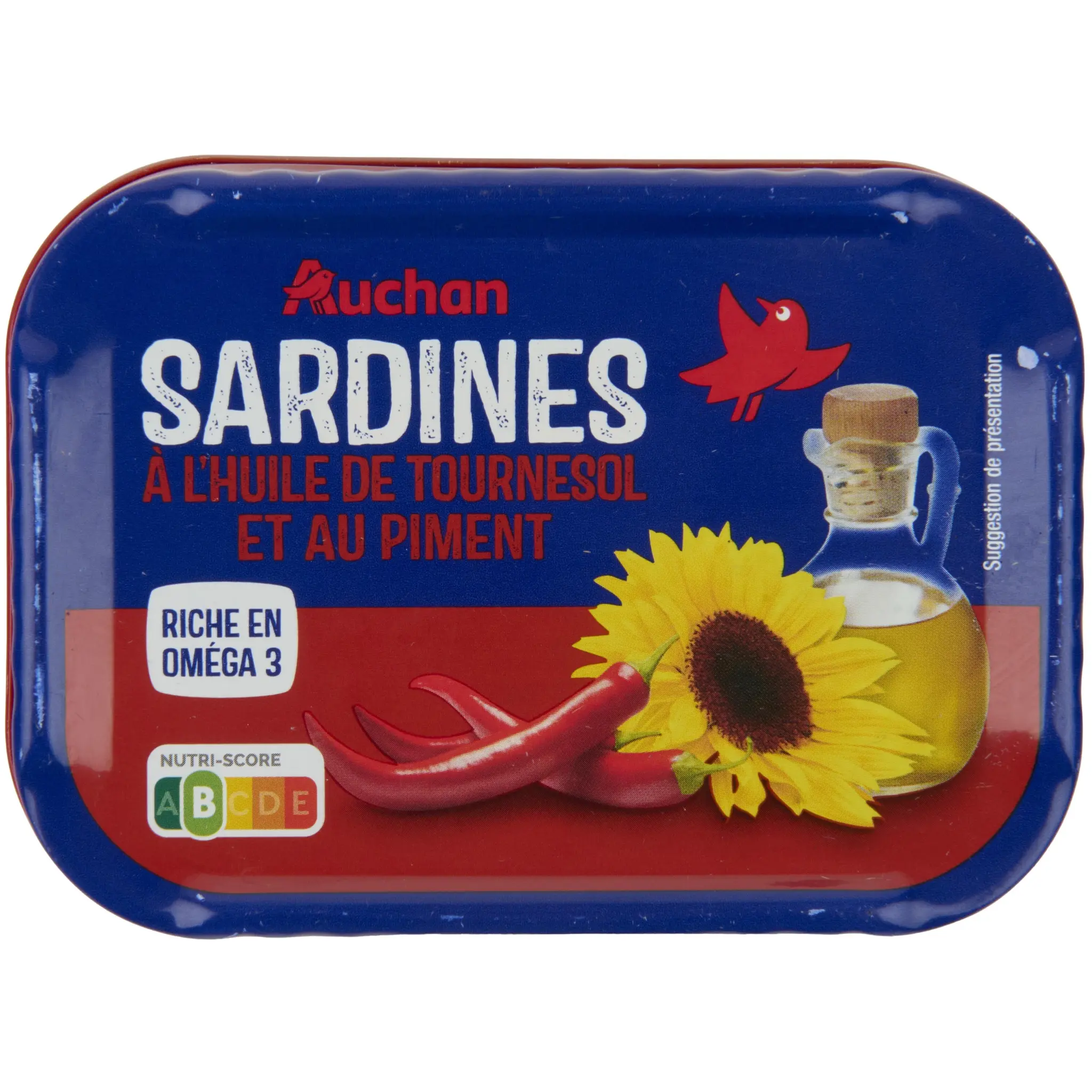 AUCHAN Sardine à l'huile de tournesol et au piment