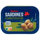 AUCHAN Sardines à l'huile d'olive extra bio