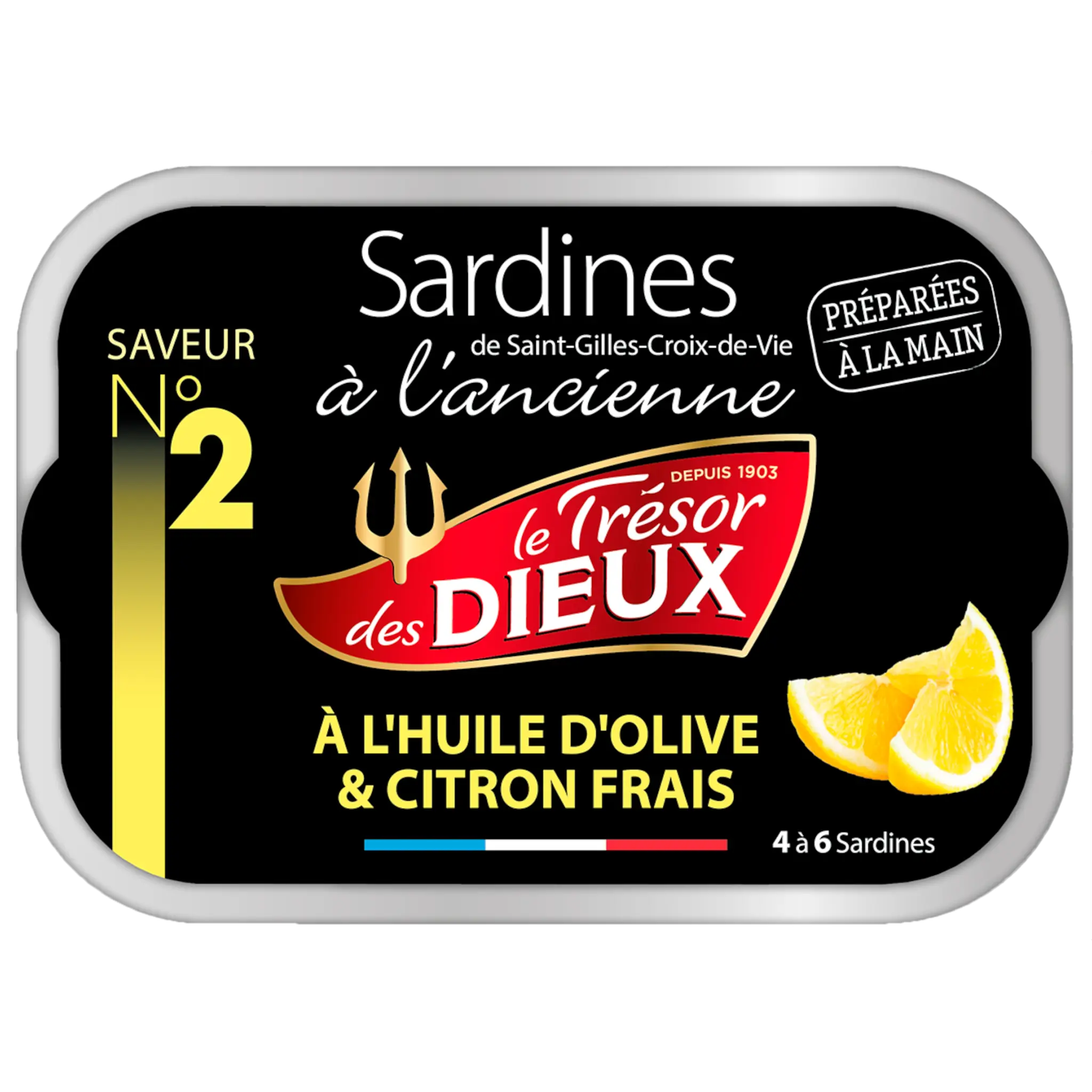 LE TRESOR DES DIEUX Sardines de Saint-Gilles-Croix-de-Vie à l'ancienne à l'huile d'olive et citron frais