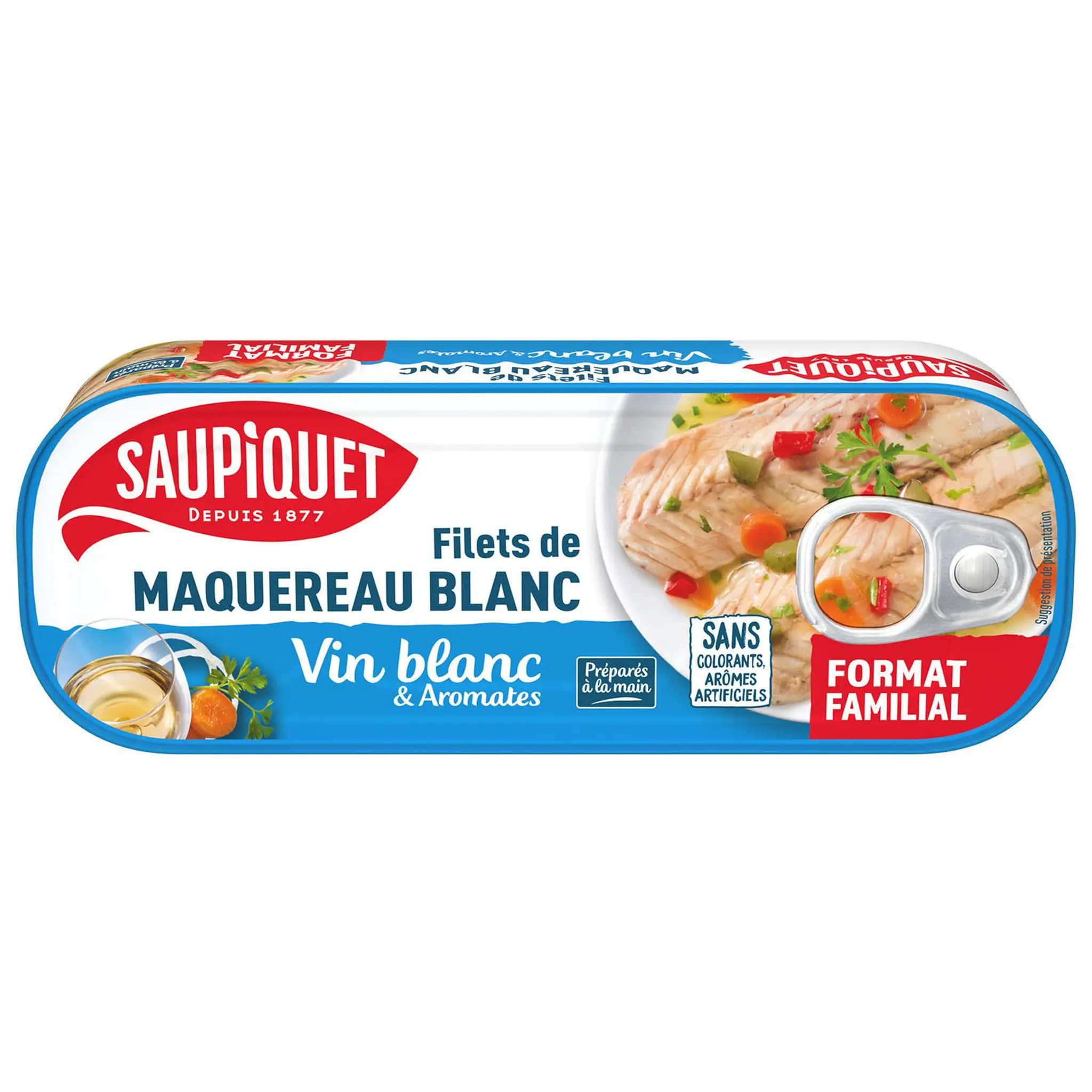 SAUPIQUET Filets de maquereau blanc au vin blanc aromates format familial