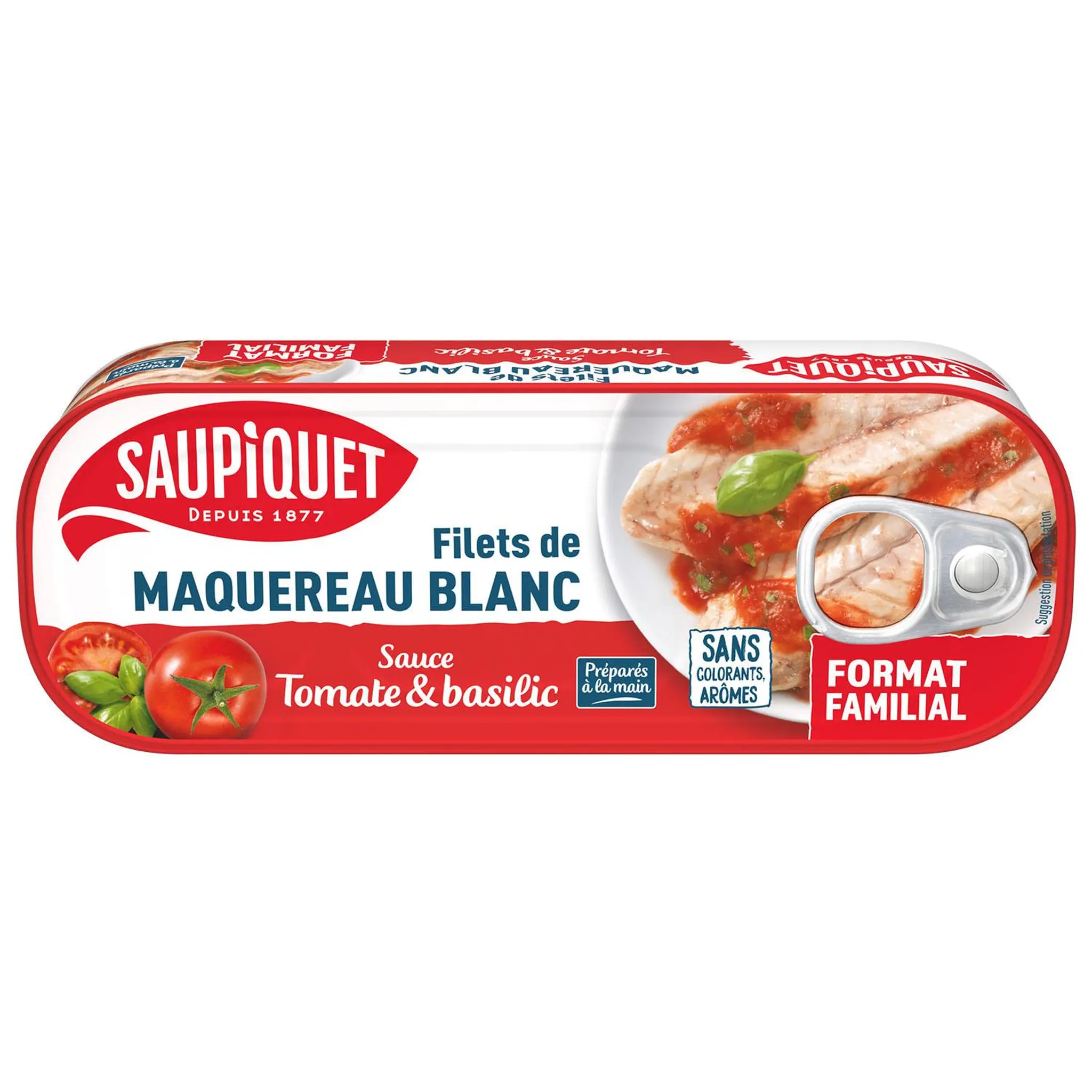 SAUPIQUET Filets de maquereau blanc tomate basilic format familial
