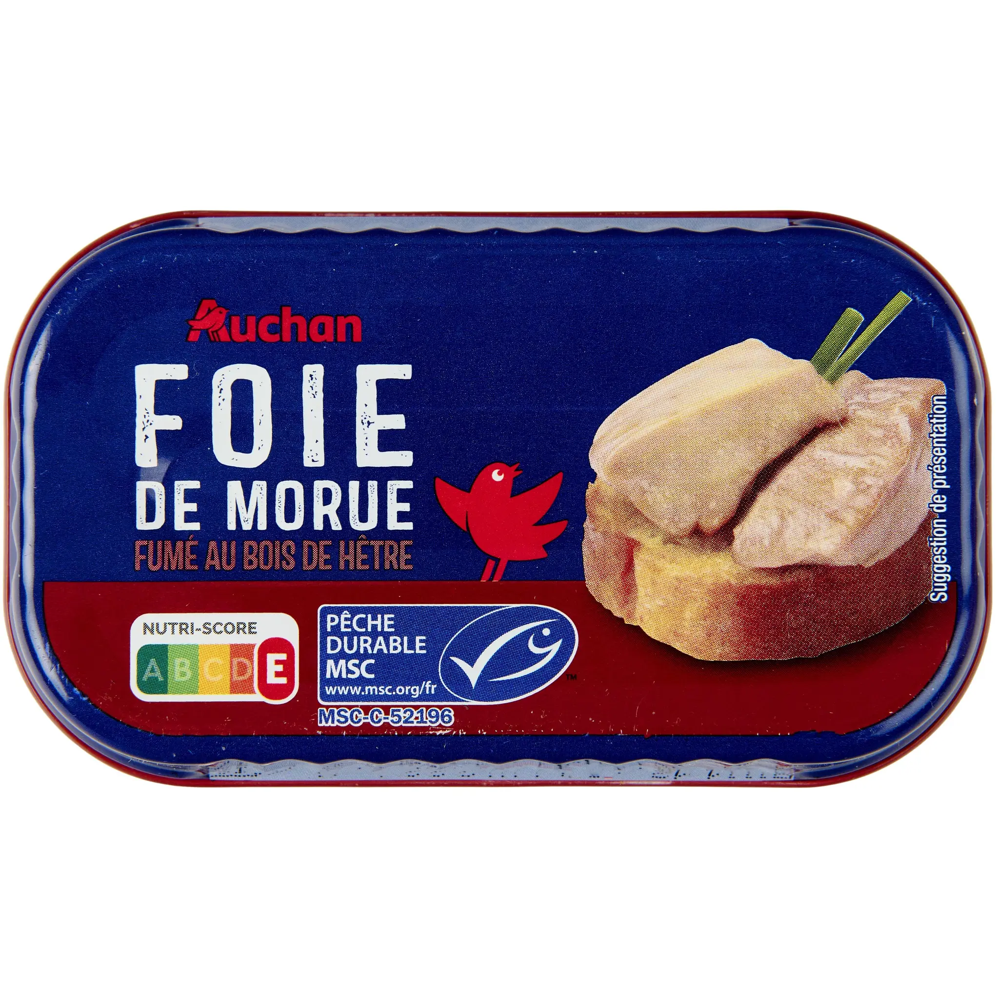 AUCHAN Foie de morue fumé au bois de hêtre MSC