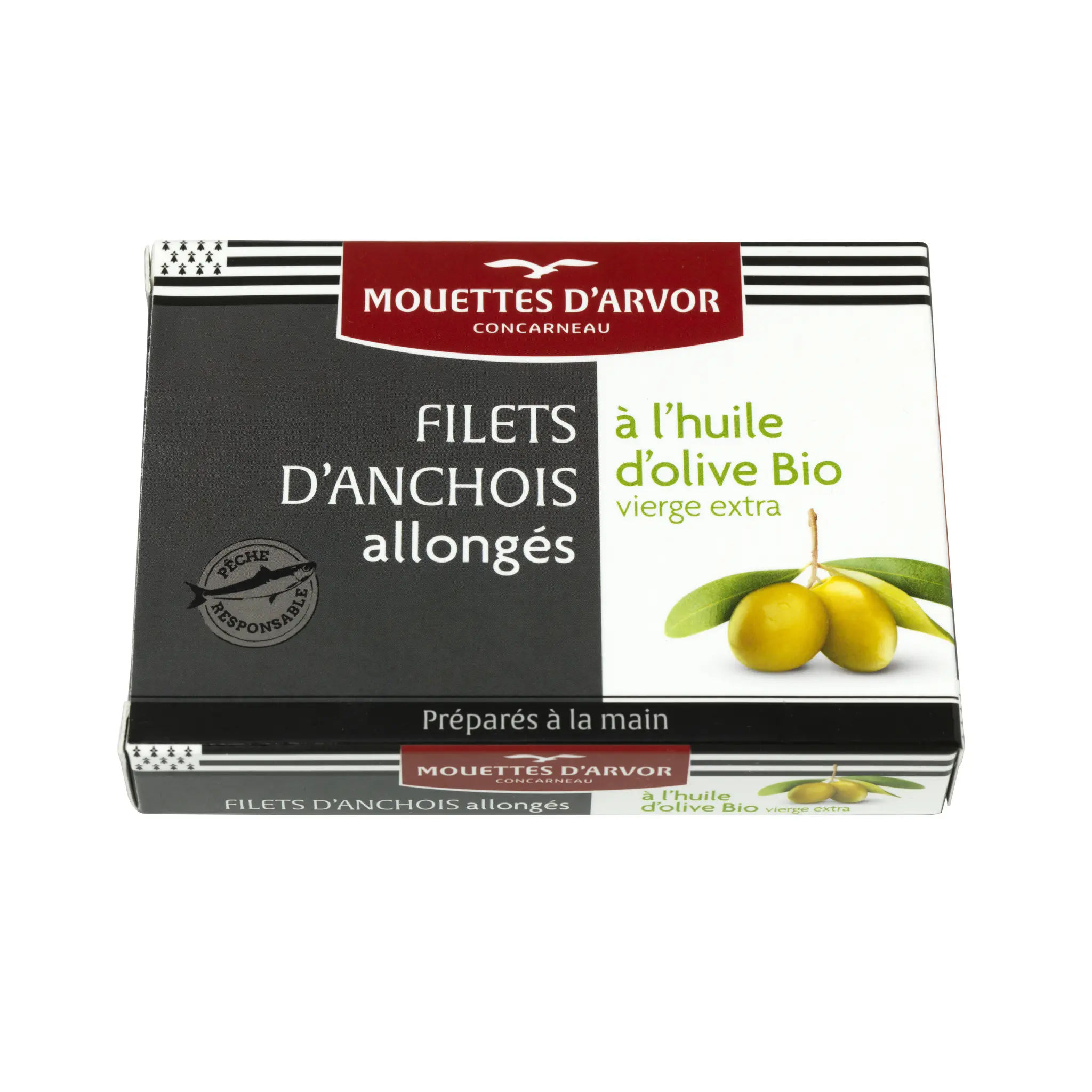 MOUETTES D'ARVOR Filets d'anchois allongés à l'huile d'olive vierge extra bio