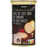 AUCHAN TERROIR Bloc de foie gras avec 30% de morceaux de canard IGP du Sud-Ouest