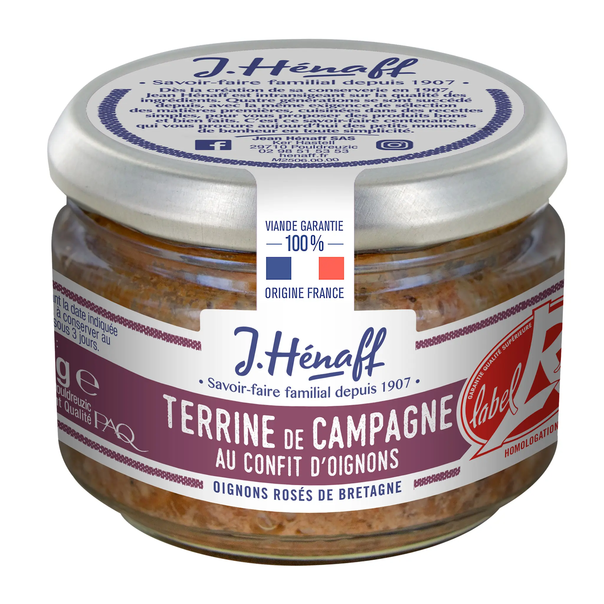 HENAFF Terrine de campagne au confit d'oignons label rouge