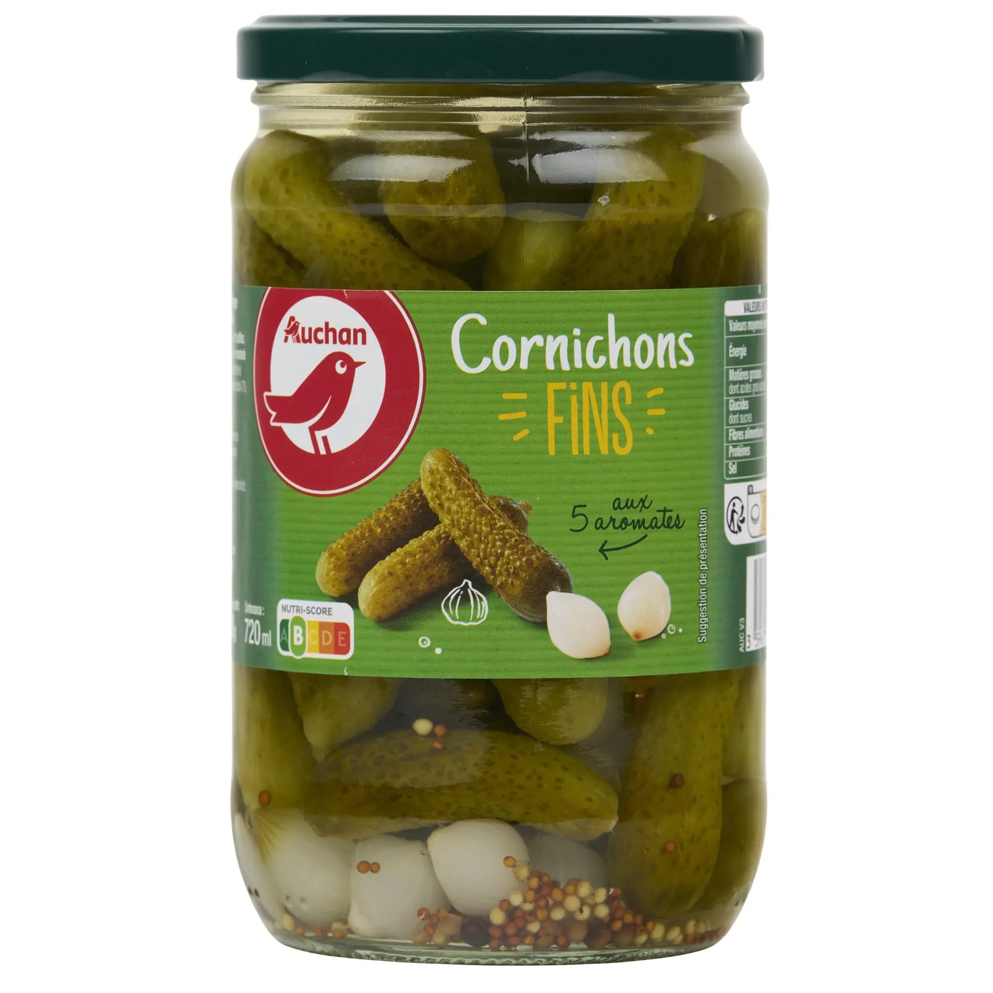 AUCHAN Cornichons fins aux 5 aromates