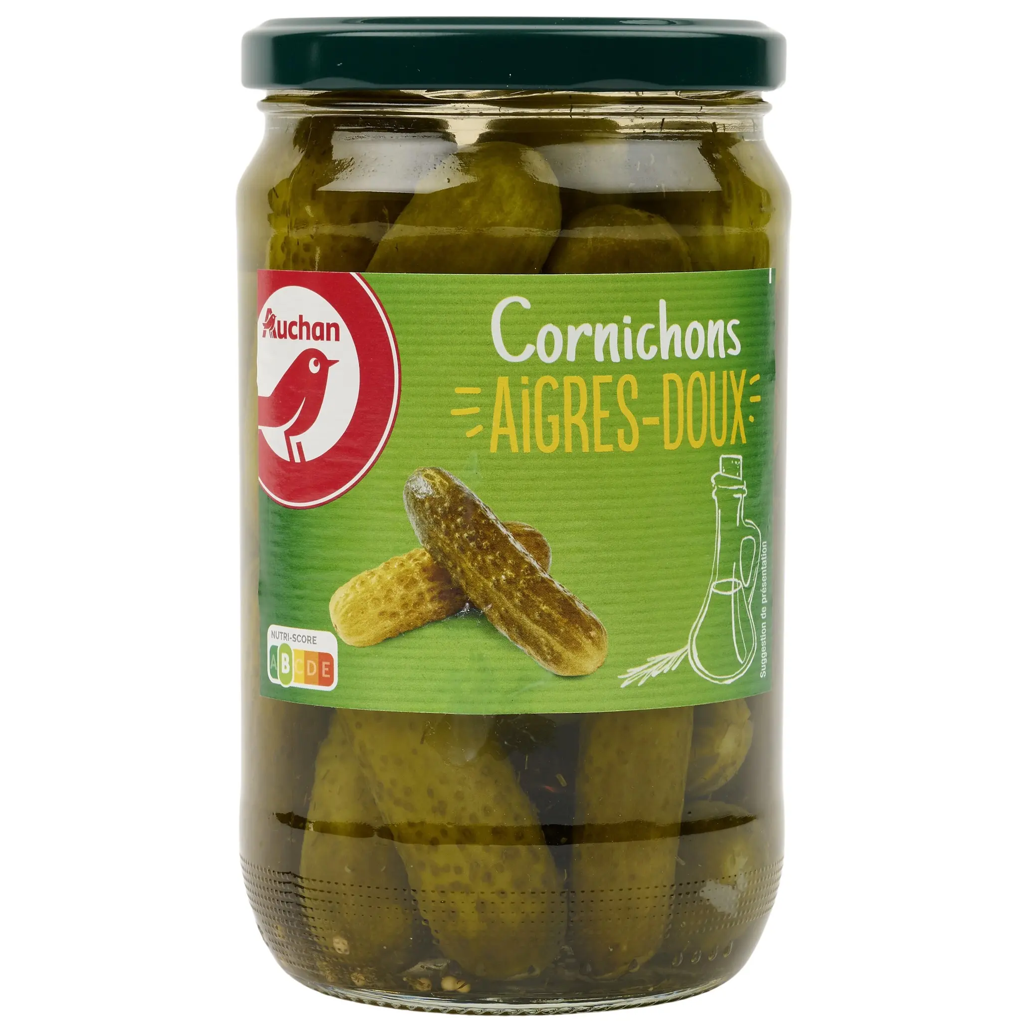 AUCHAN Cornichons aigres-doux