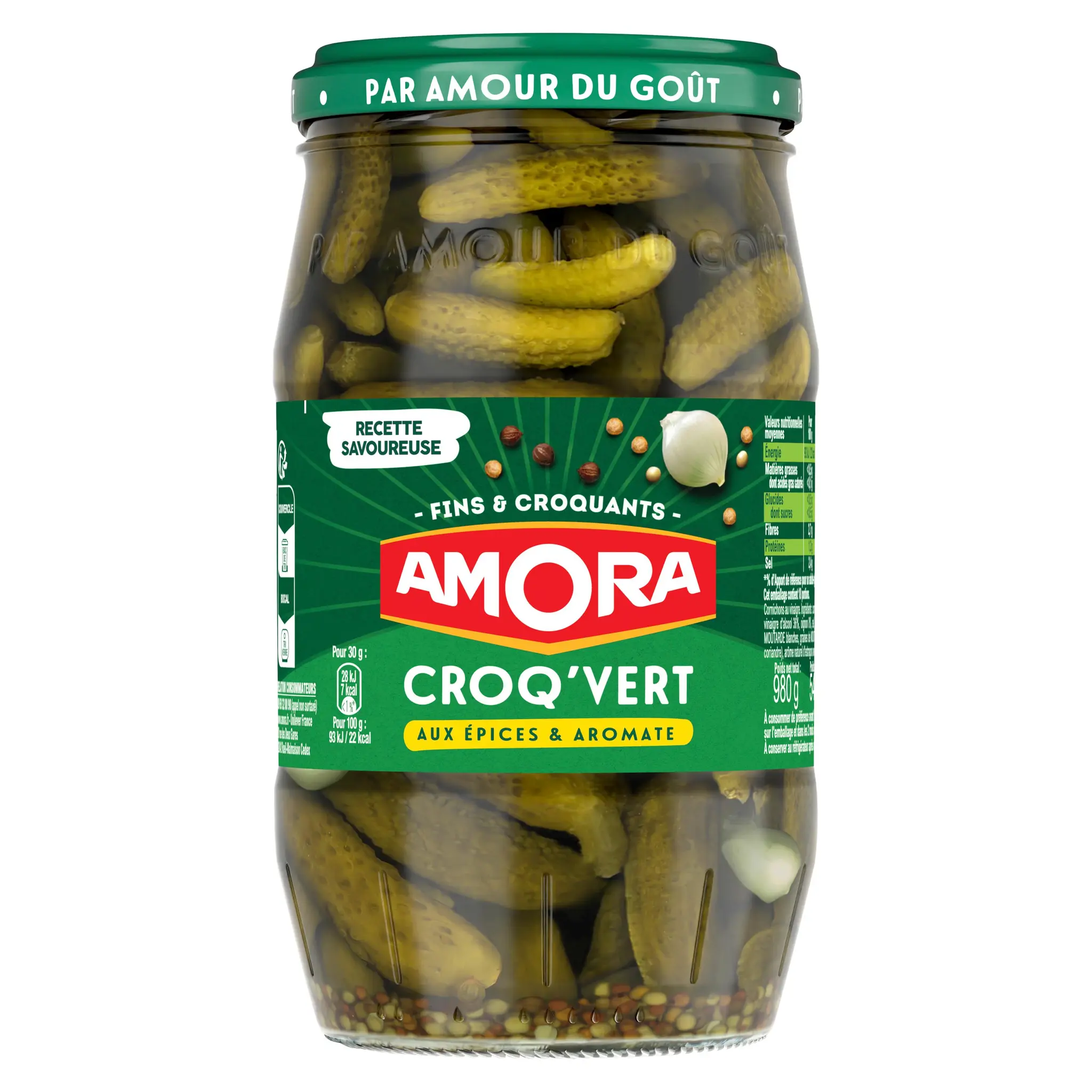 AMORA Cornichons fins aux 6 épices et aromates Croq'Vert