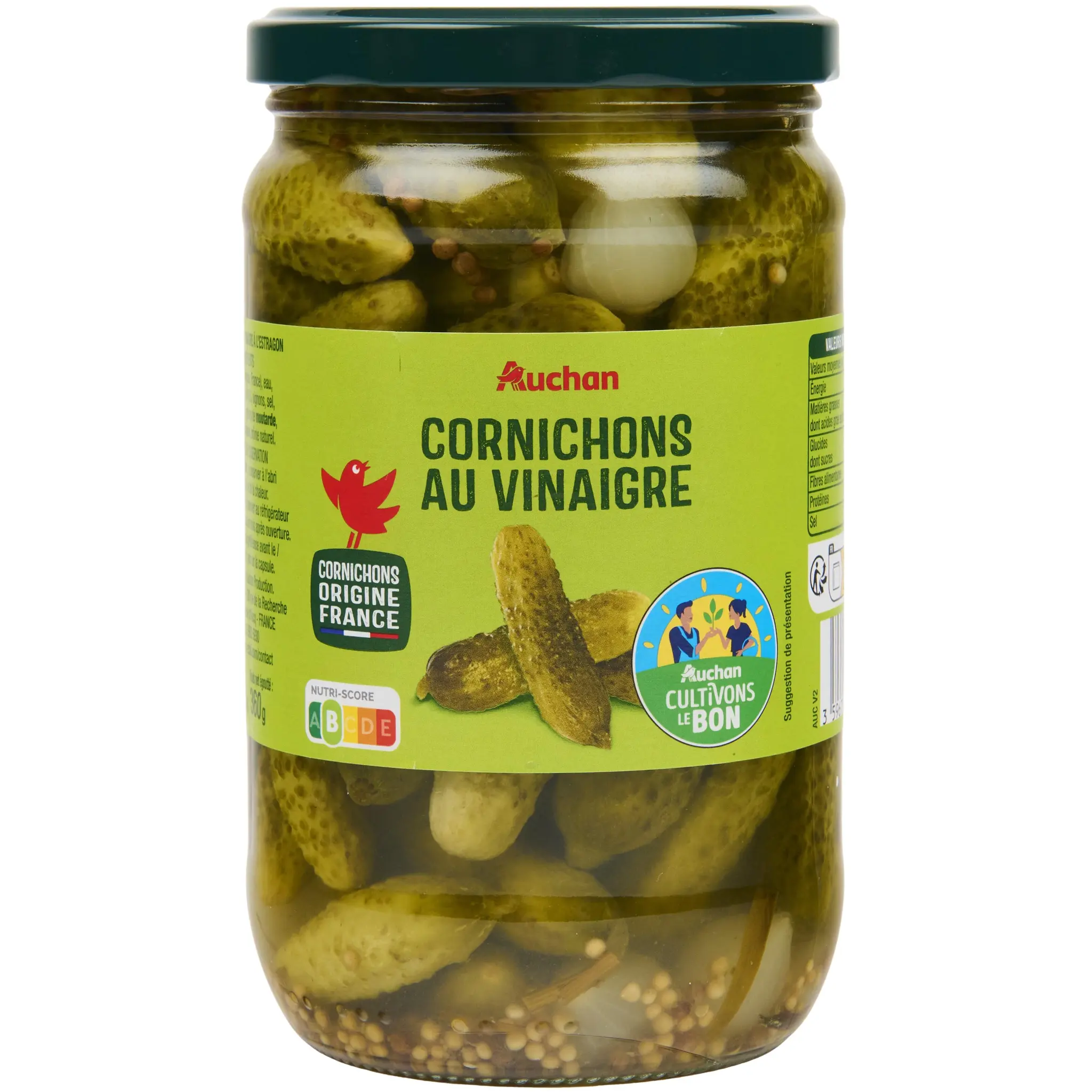 AUCHAN Cornichons français au vinaigre