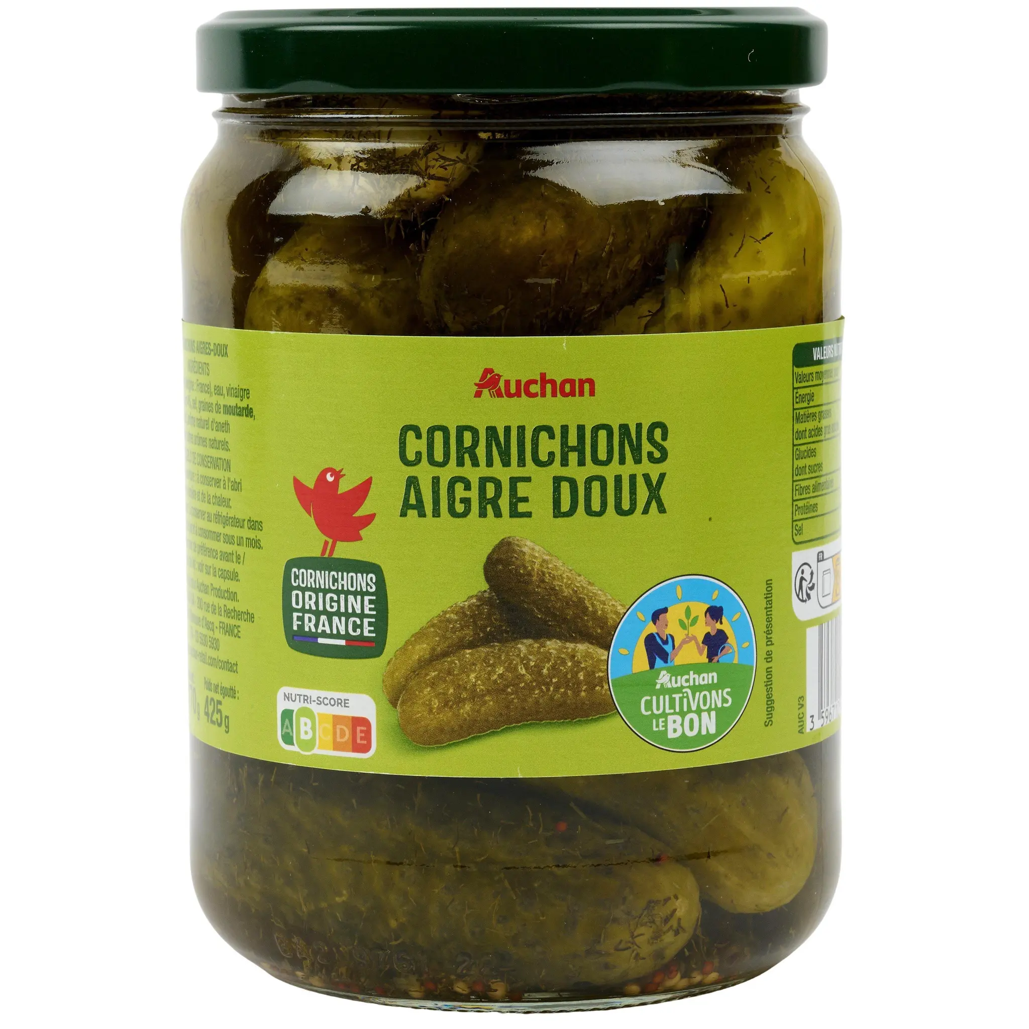 AUCHAN Cornichons aigre doux