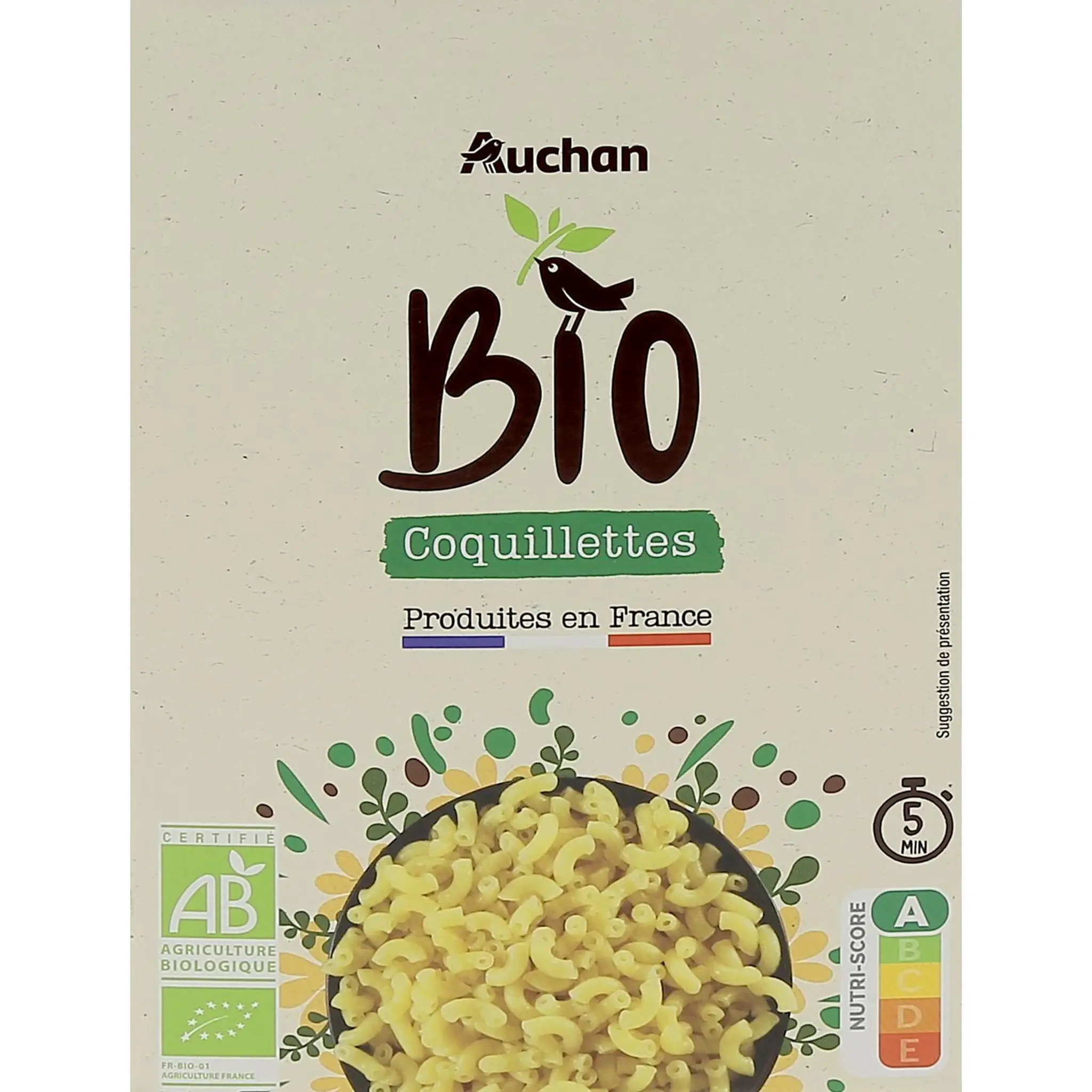 AUCHAN BIO CULTIVONS LE BON Pâtes coquillettes