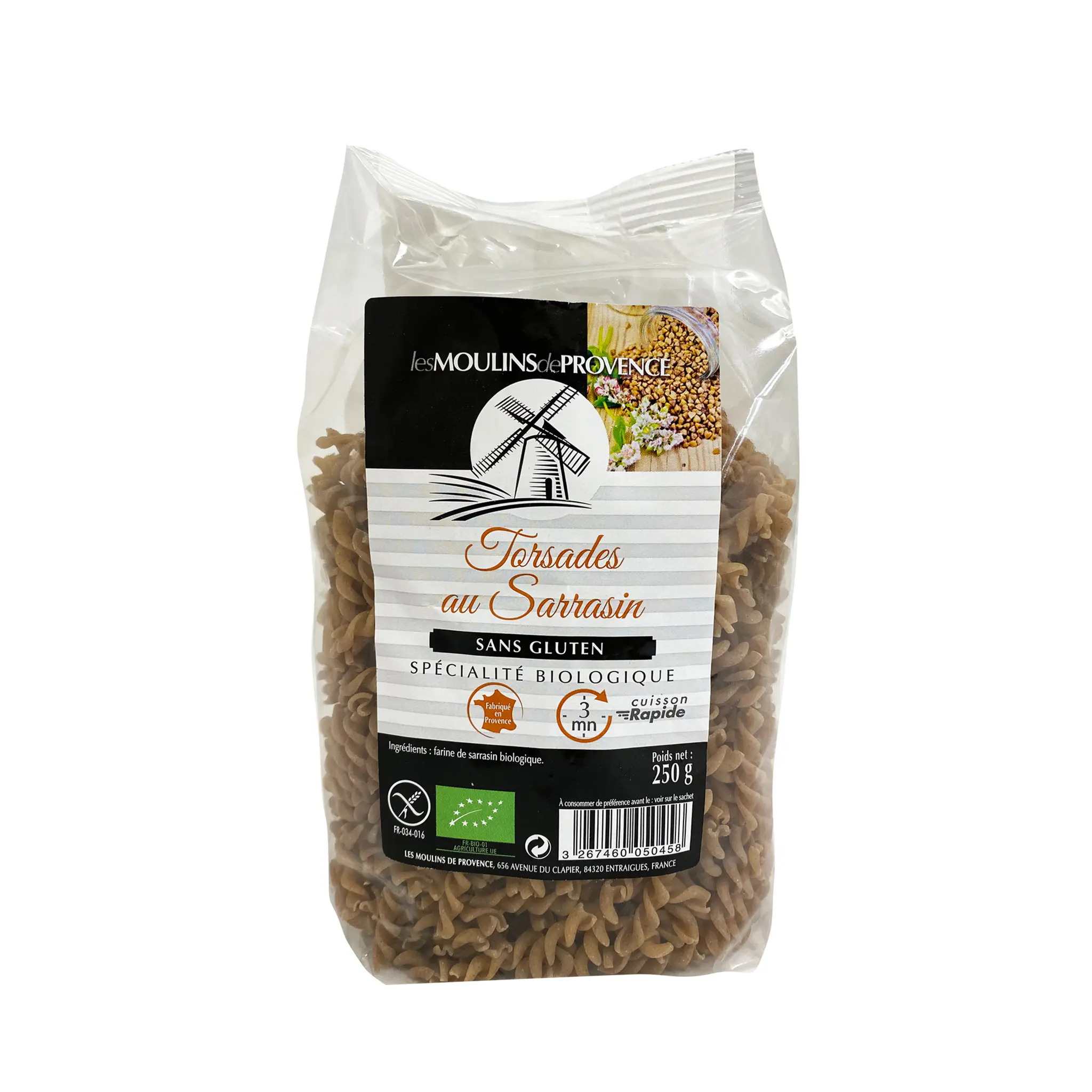 LES MOULINS DE PROVENCE Torsades au Sarazin bio sans gluten