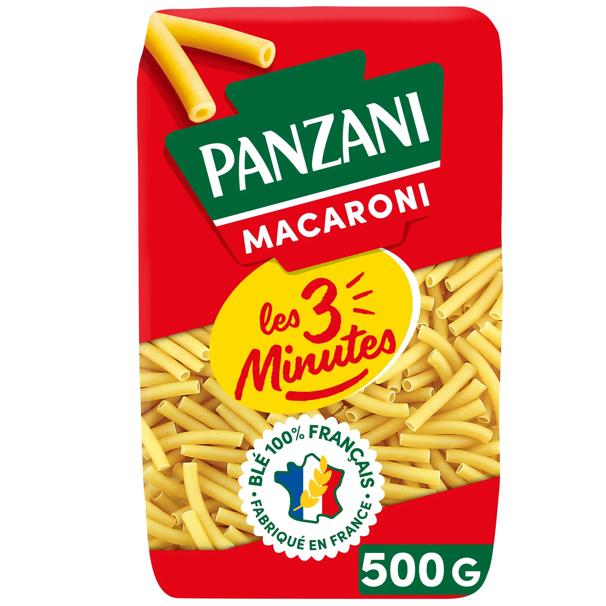 PANZANI Macaroni cuisson rapide 3min blé français