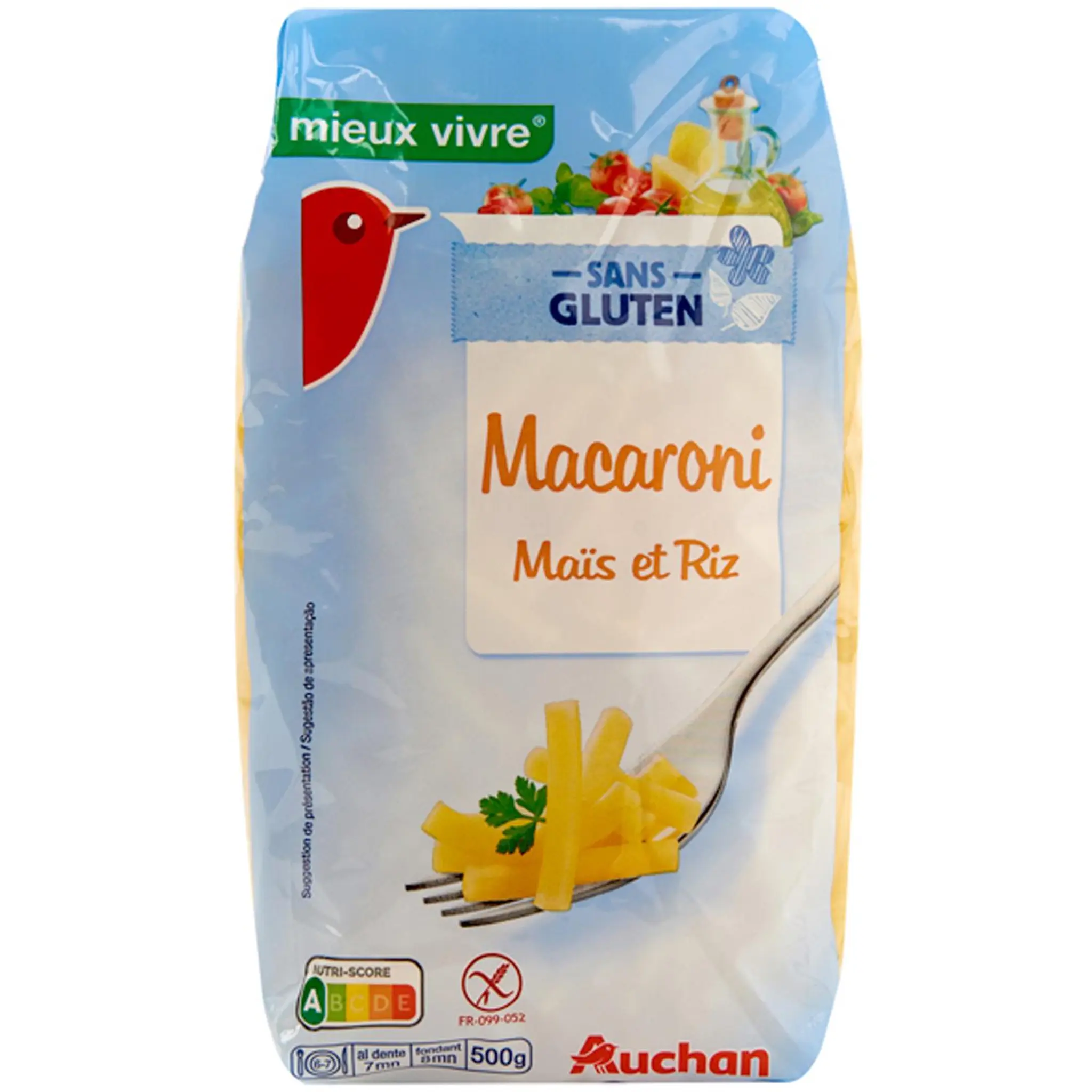 AUCHAN Macaroni de maïs et riz sans gluten