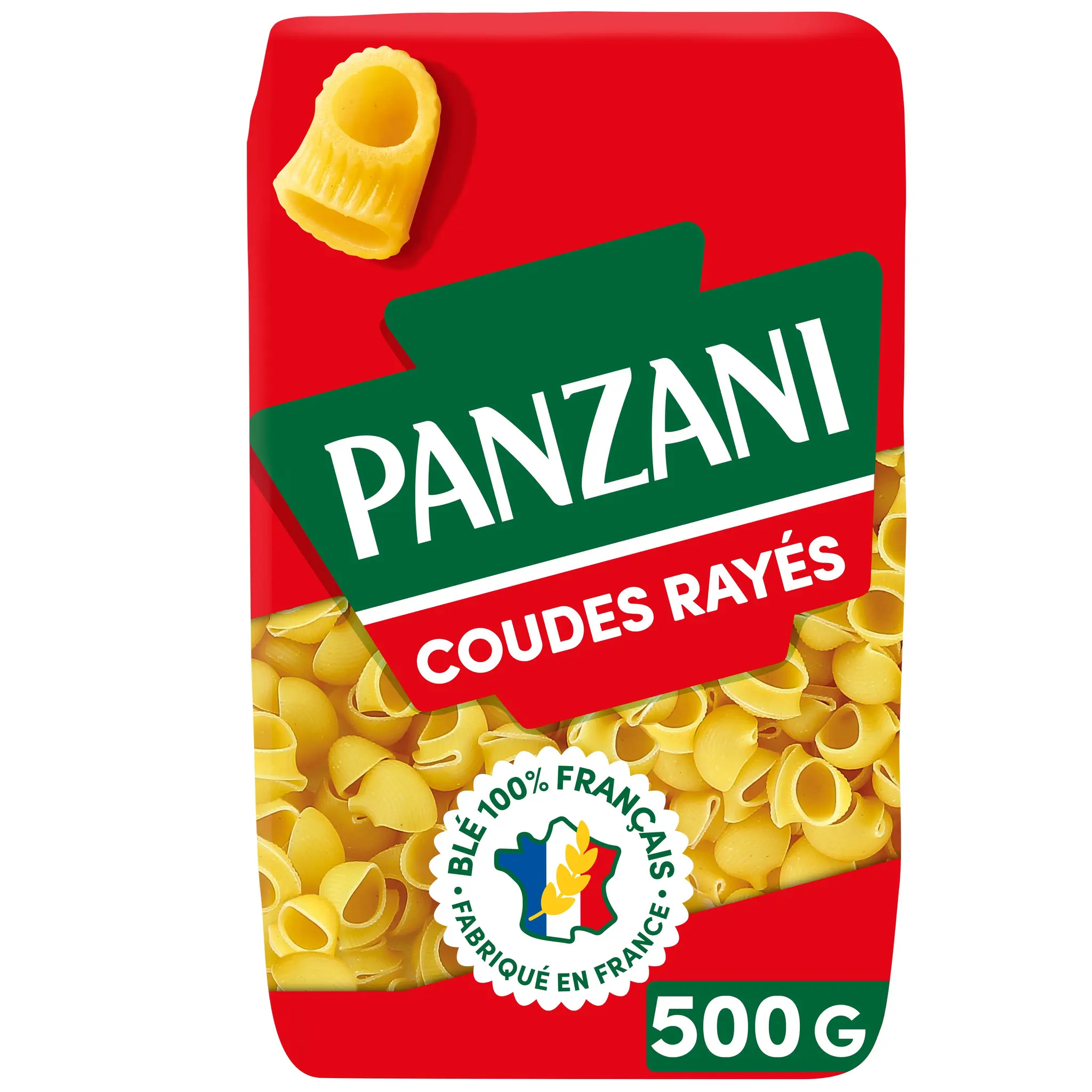 PANZANI Pâtes coudes rayés blé français