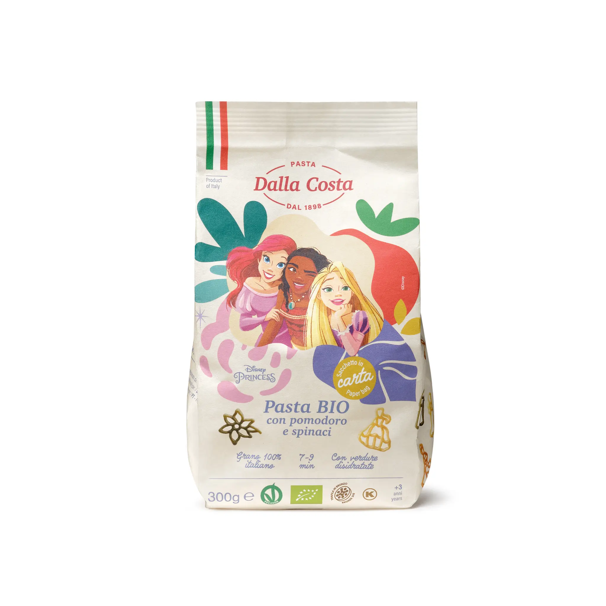 DALLA COSTA Pâtes bio Disney Princesses aux tomates et épinards