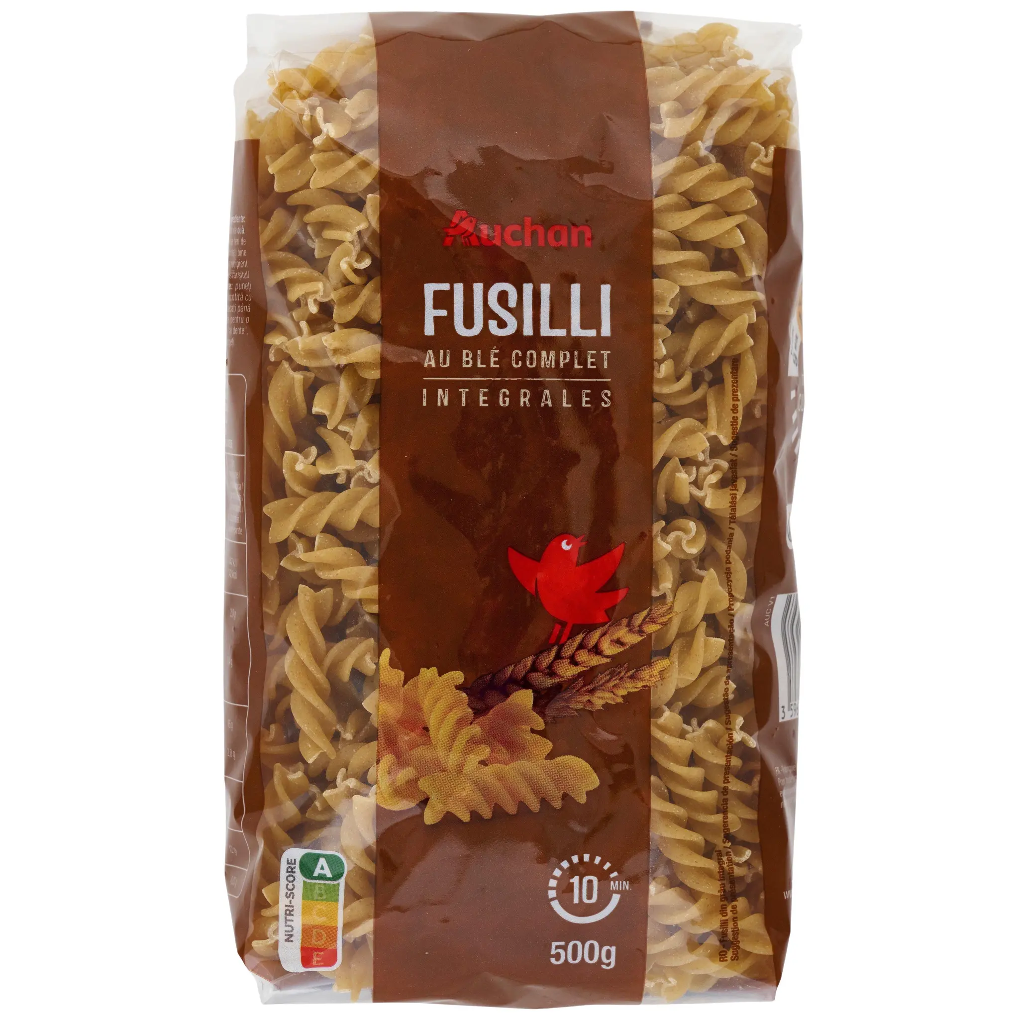 AUCHAN Fusilli intégrales au blé complet
