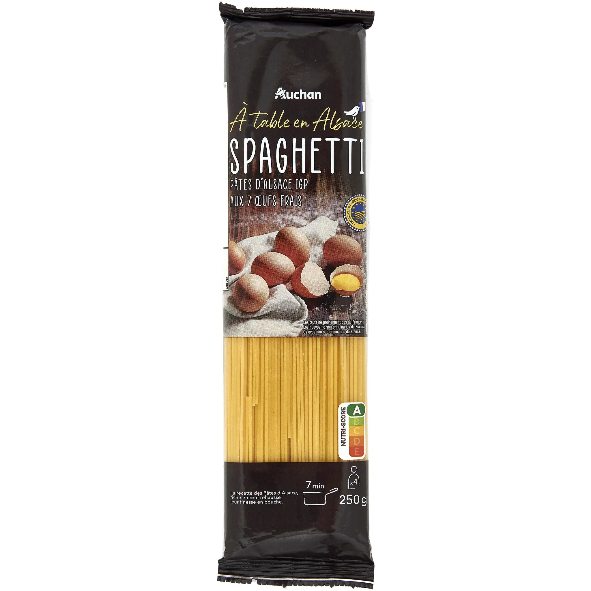 AUCHAN TERROIR Pâtes d'Alsace spaghetti aux œufs frais blé français