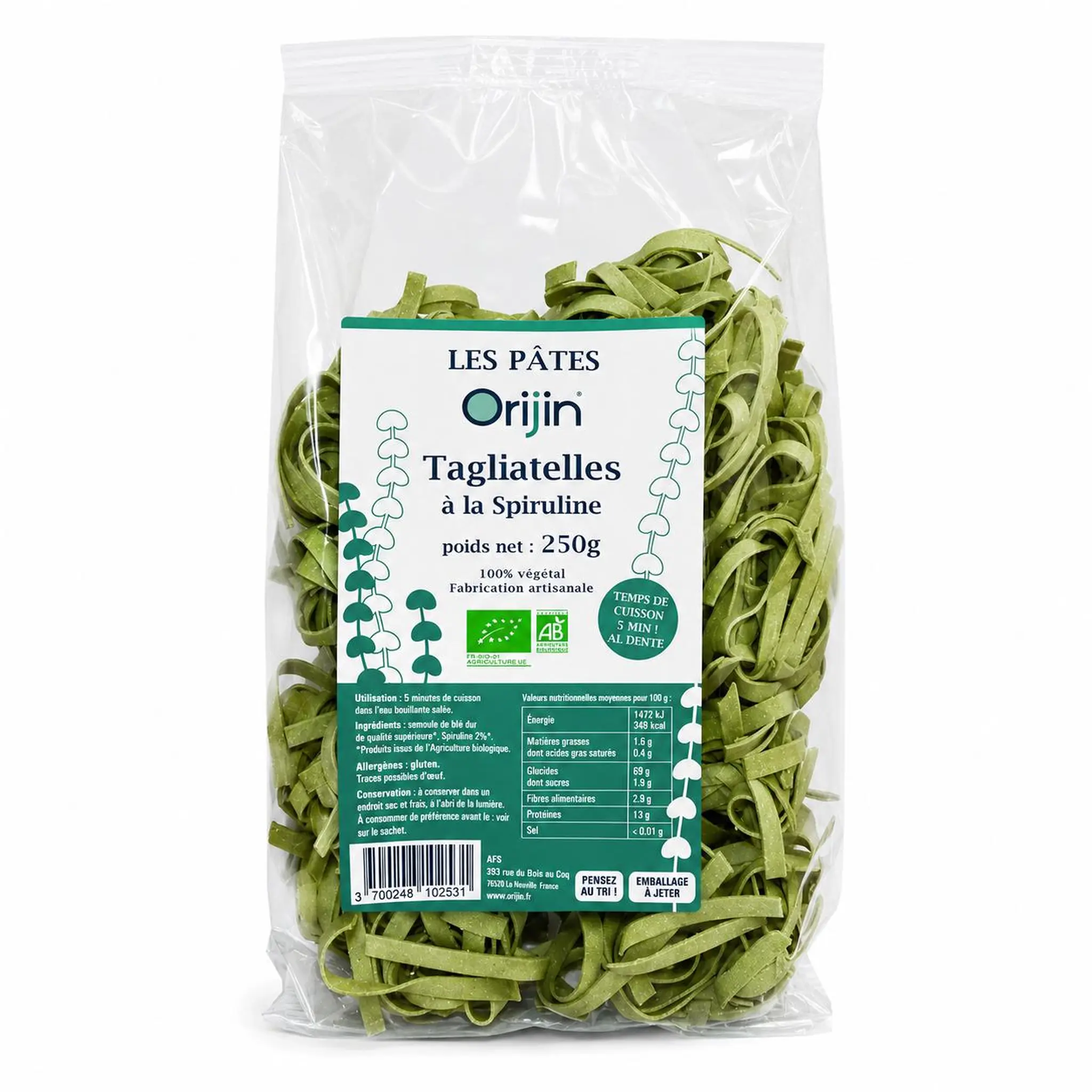 ORIJIN Tagliatelles à la Spiruline bio