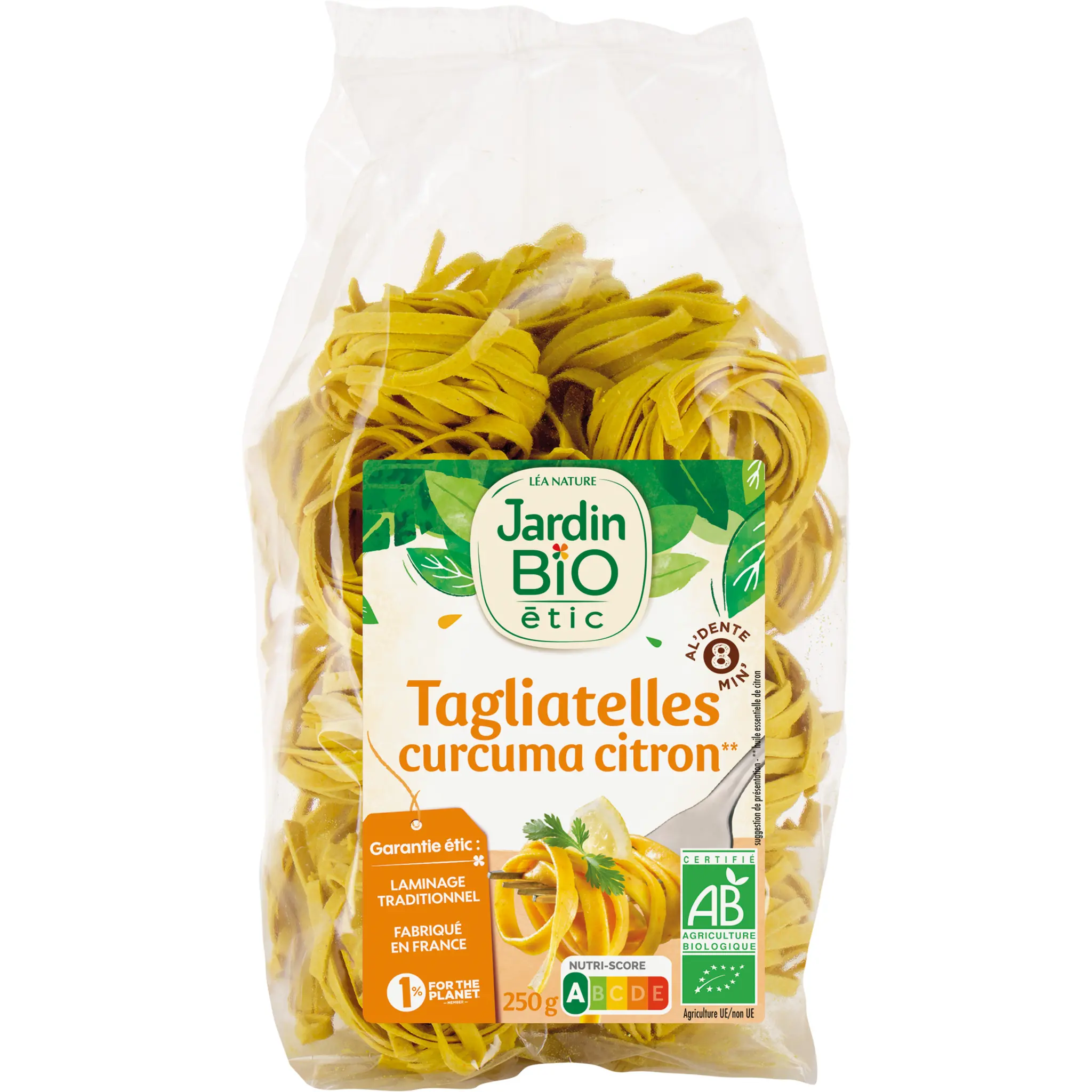 JARDIN BIO ETIC Tagliatelles bio au curcuma et au citron